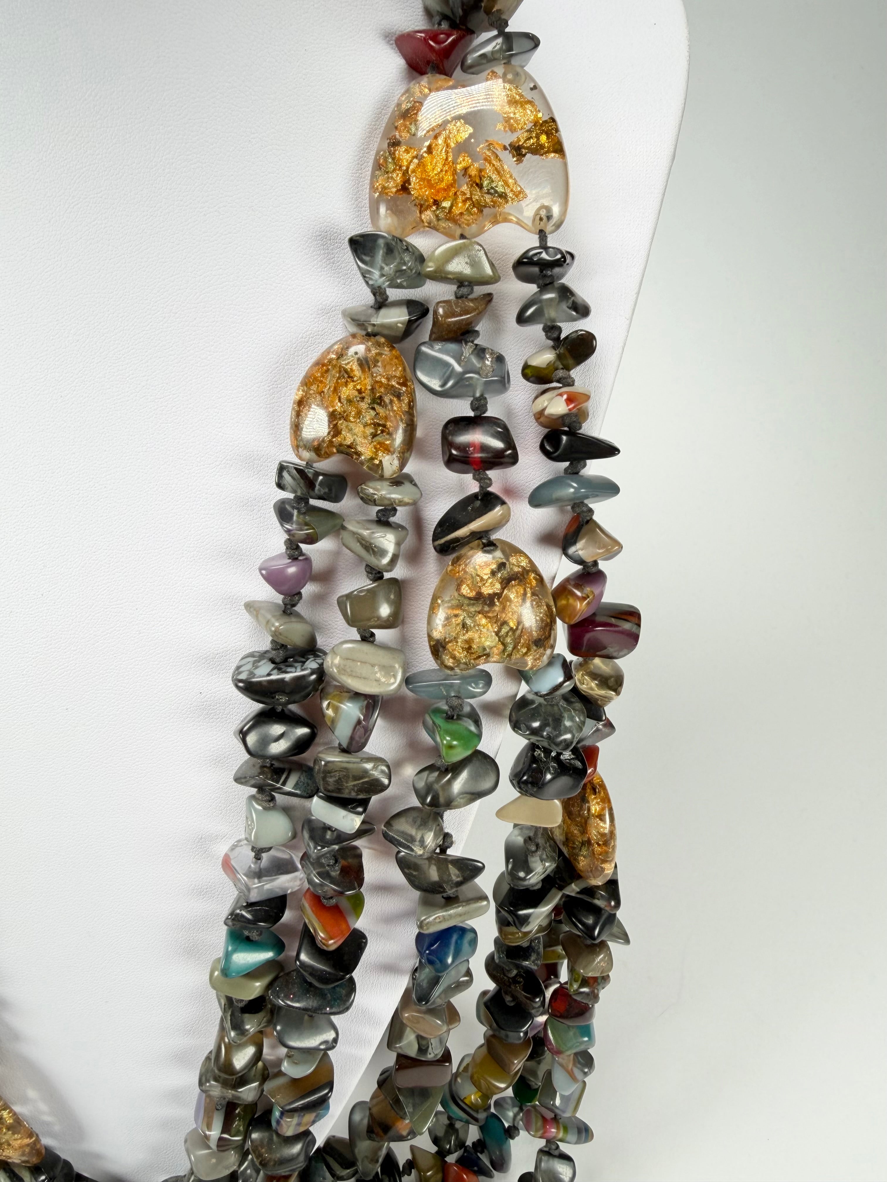 Sobral - Small Stone "Kyara" Multi Strand Resin Necklace ( 003529 )