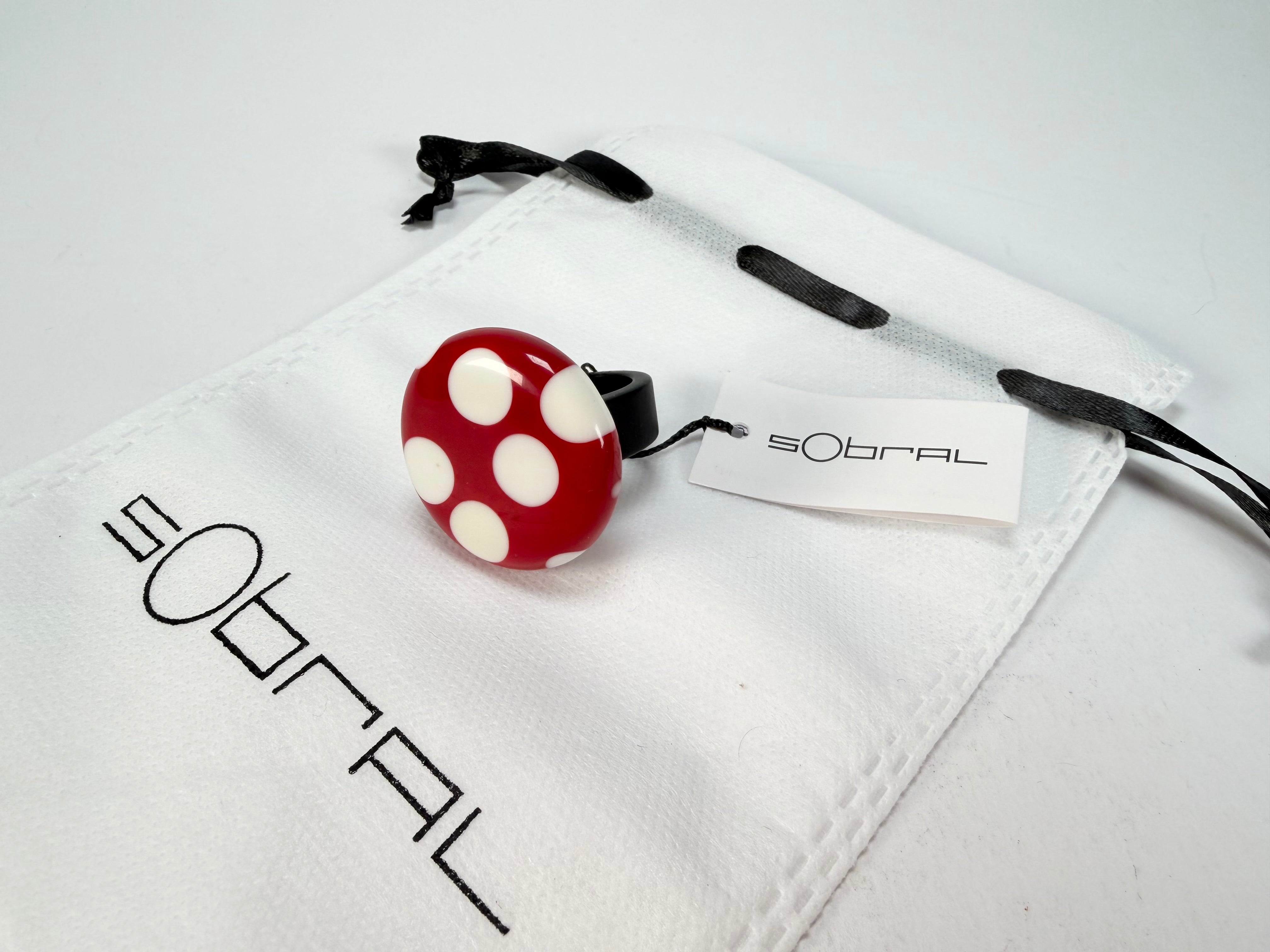 Sobral - Dots "Dots" Red & White Resin Ring ( 005354 ) - Size UK S / US 9