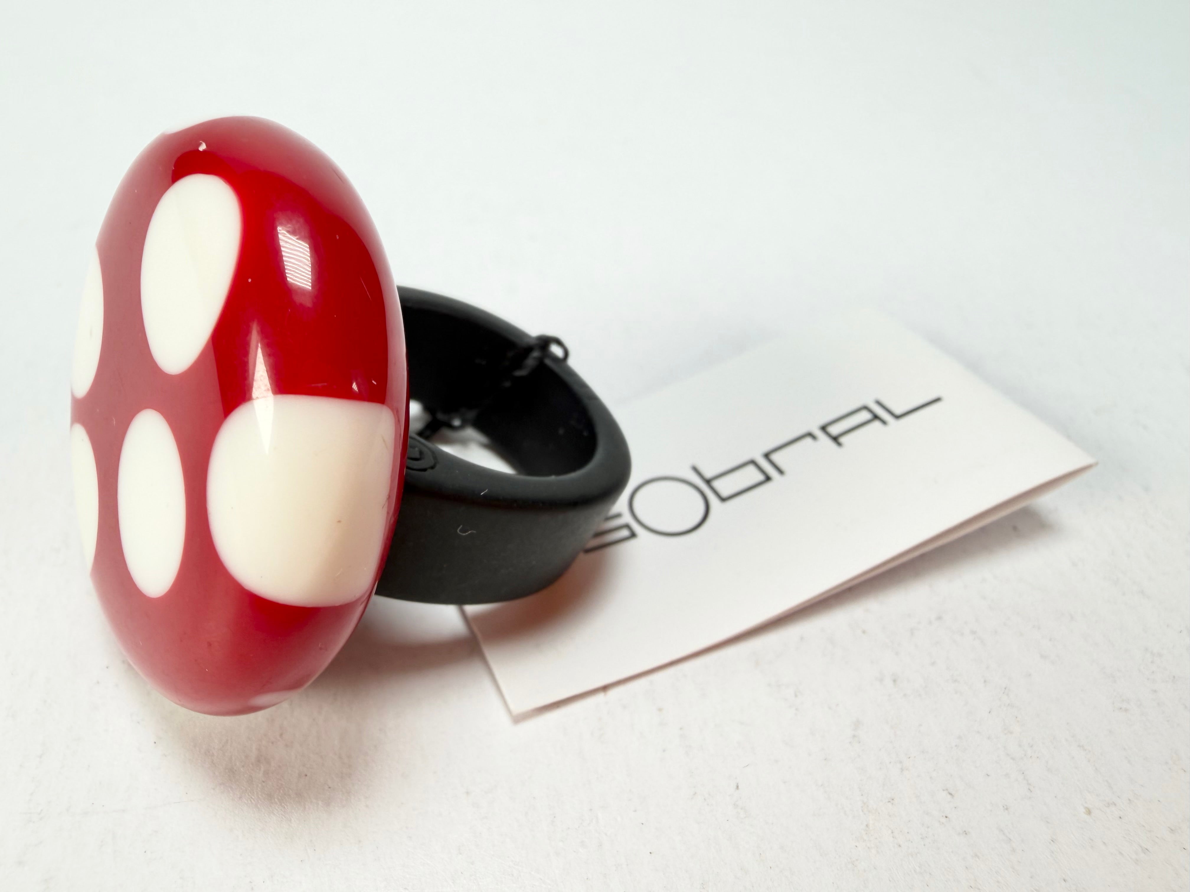 Sobral - Dots "Dots" Red & White Resin Ring ( 005354 ) - Size UK S / US 9