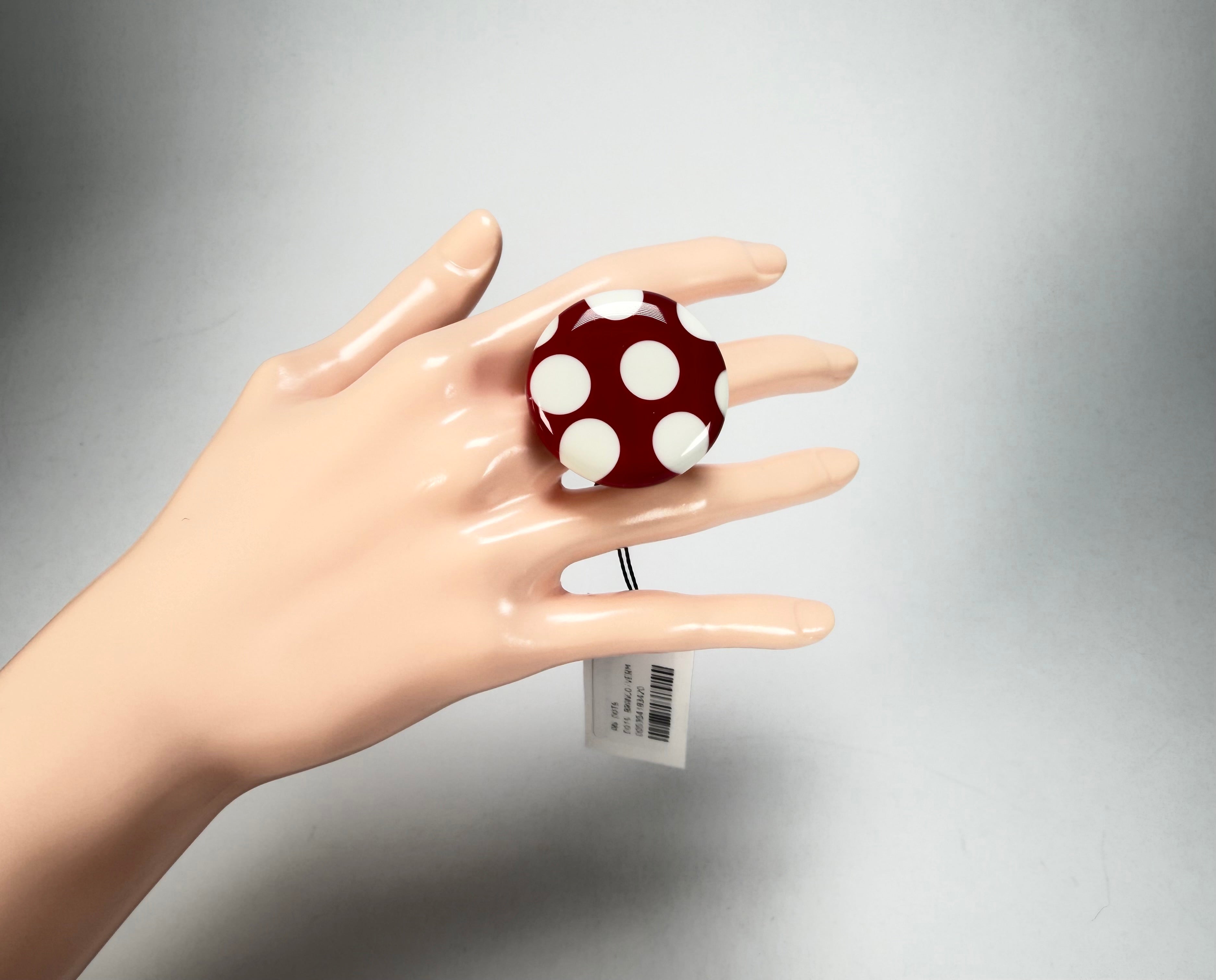 Sobral - Dots "Dots" Red & White Resin Ring ( 005354 ) - Size UK U / US 10