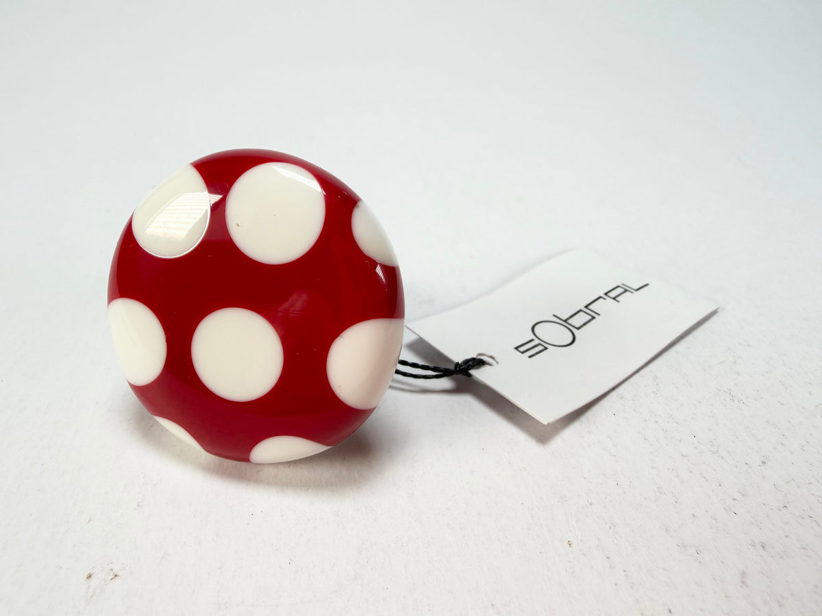 Sobral - Dots "Dots" Red & White Resin Ring ( 005354 ) - Size UK U / US 10