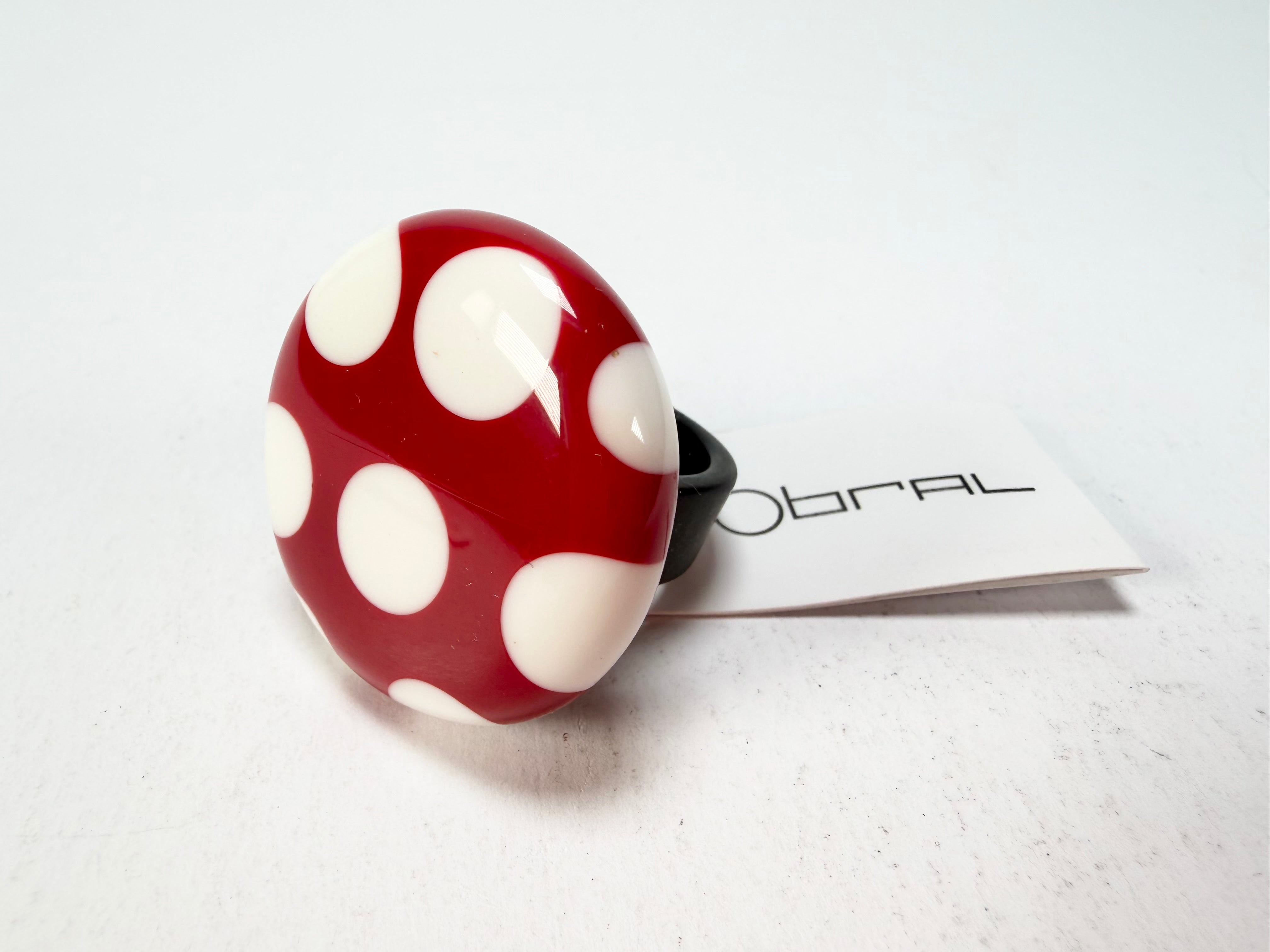 Sobral - Dots "Dots" Red & White Resin Ring ( 005354 ) - Size UK U / US 10
