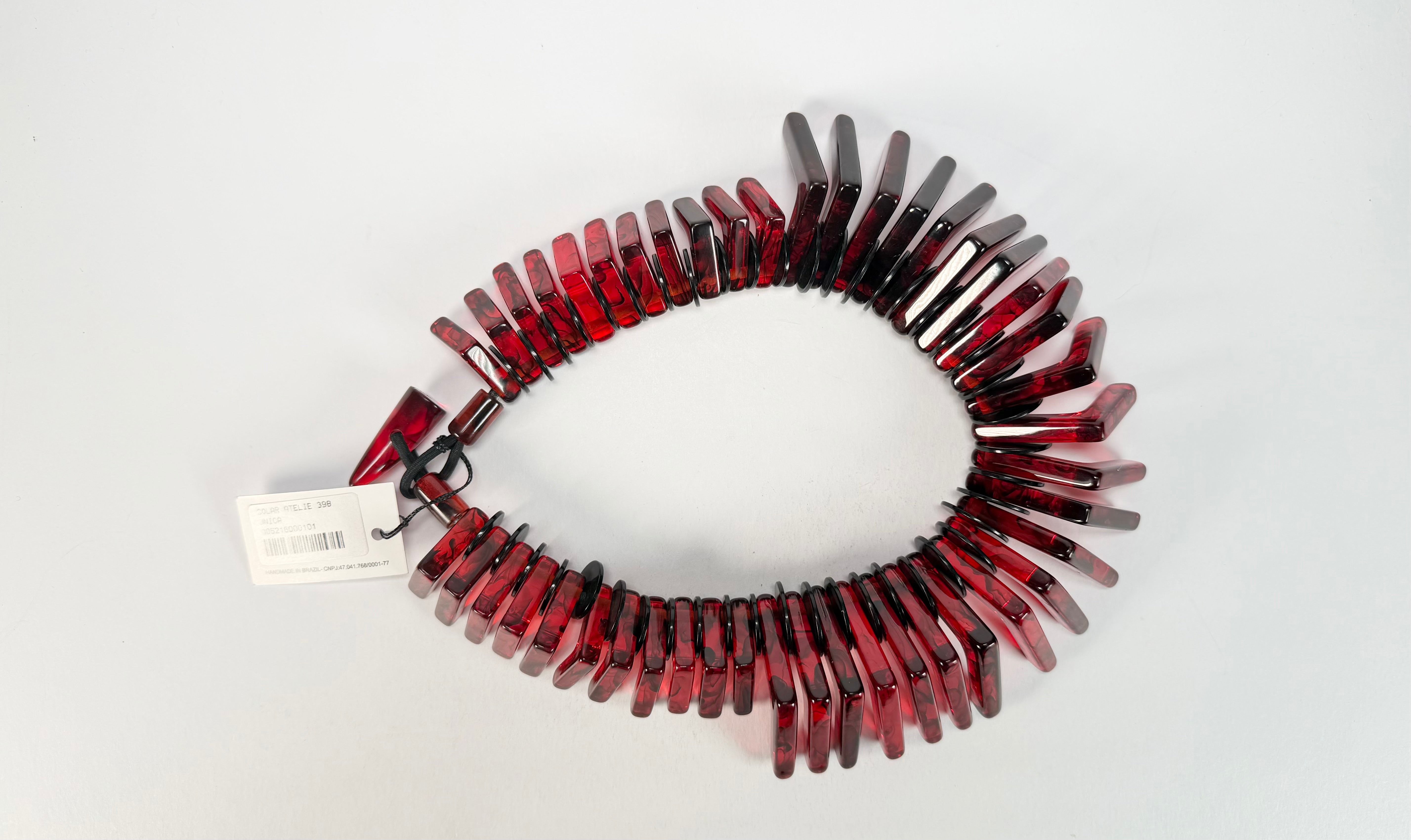 Sobral - Studio Creation "Aranha" Black & Dark Red Resin Necklace ( 000000 )