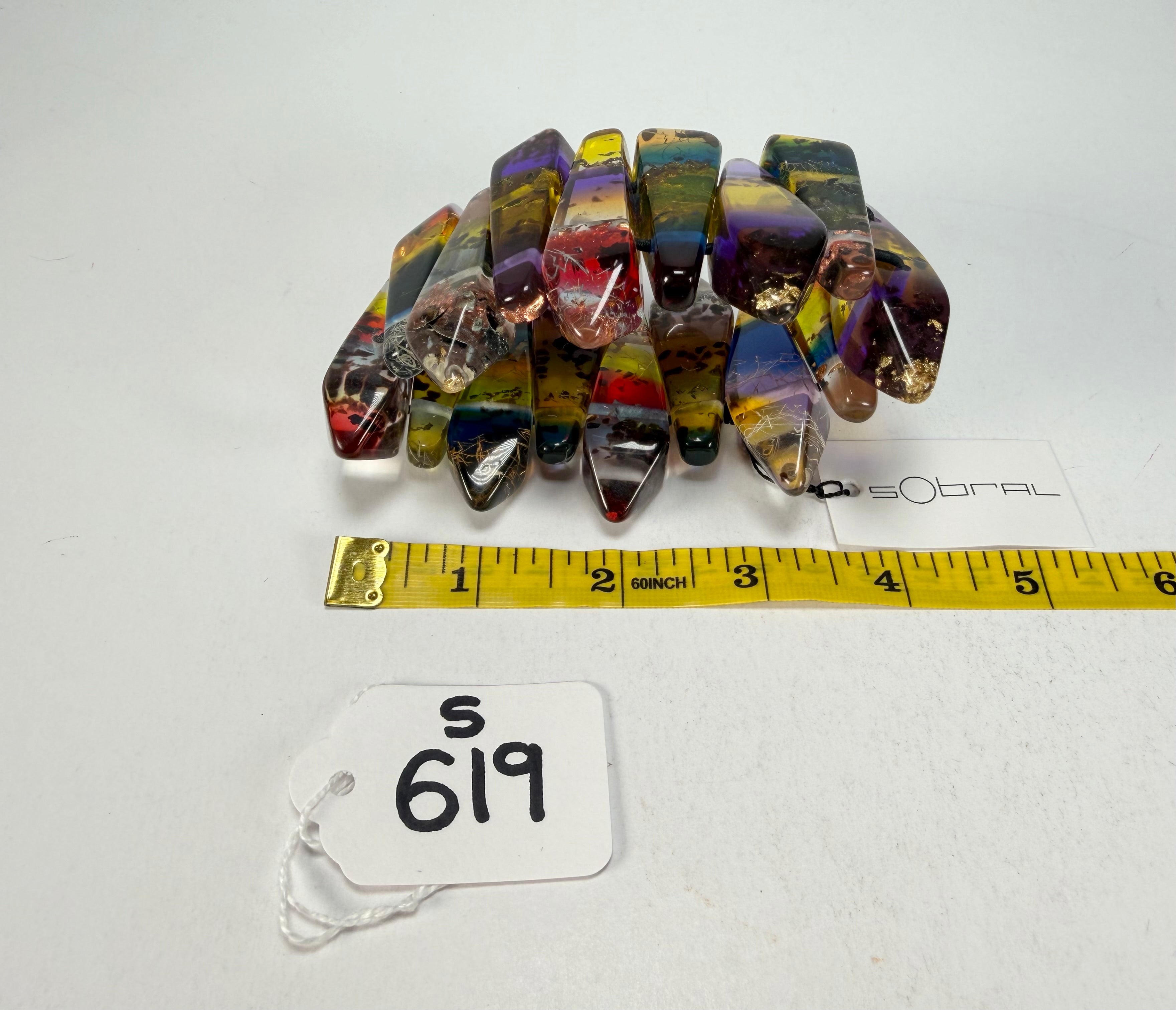 Sobral - Sobralita "Coffinita" Studio Creation Elasticated Resin Bracelet ( 000000 )