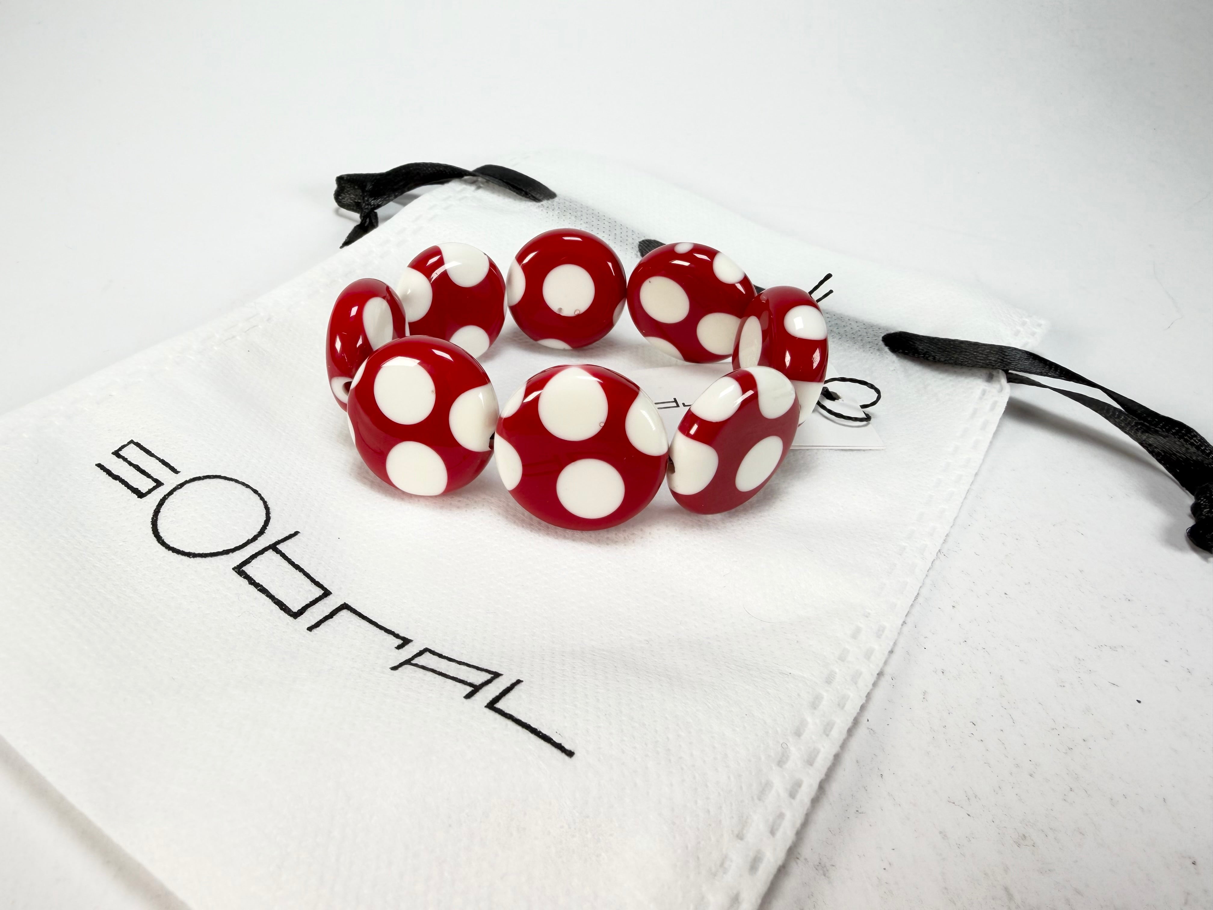 Sobral - Dots "Dots" Red & White Elasticated Resin Bracelet ( 005362 )