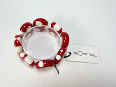 Sobral - Dots "Dots" Red & White Elasticated Resin Bracelet ( 005362 )