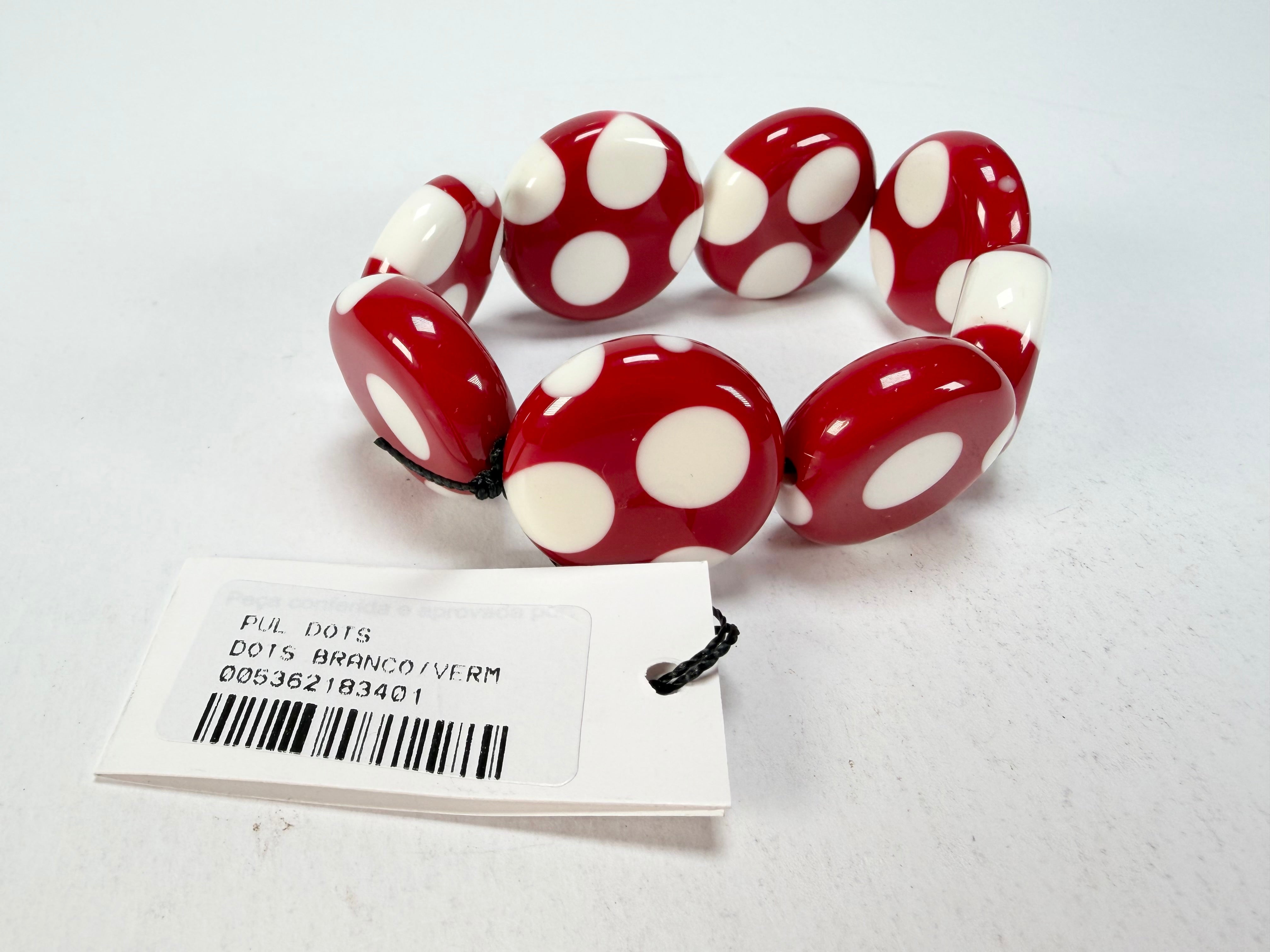 Sobral - Dots "Dots" Red & White Elasticated Resin Bracelet ( 005362 )
