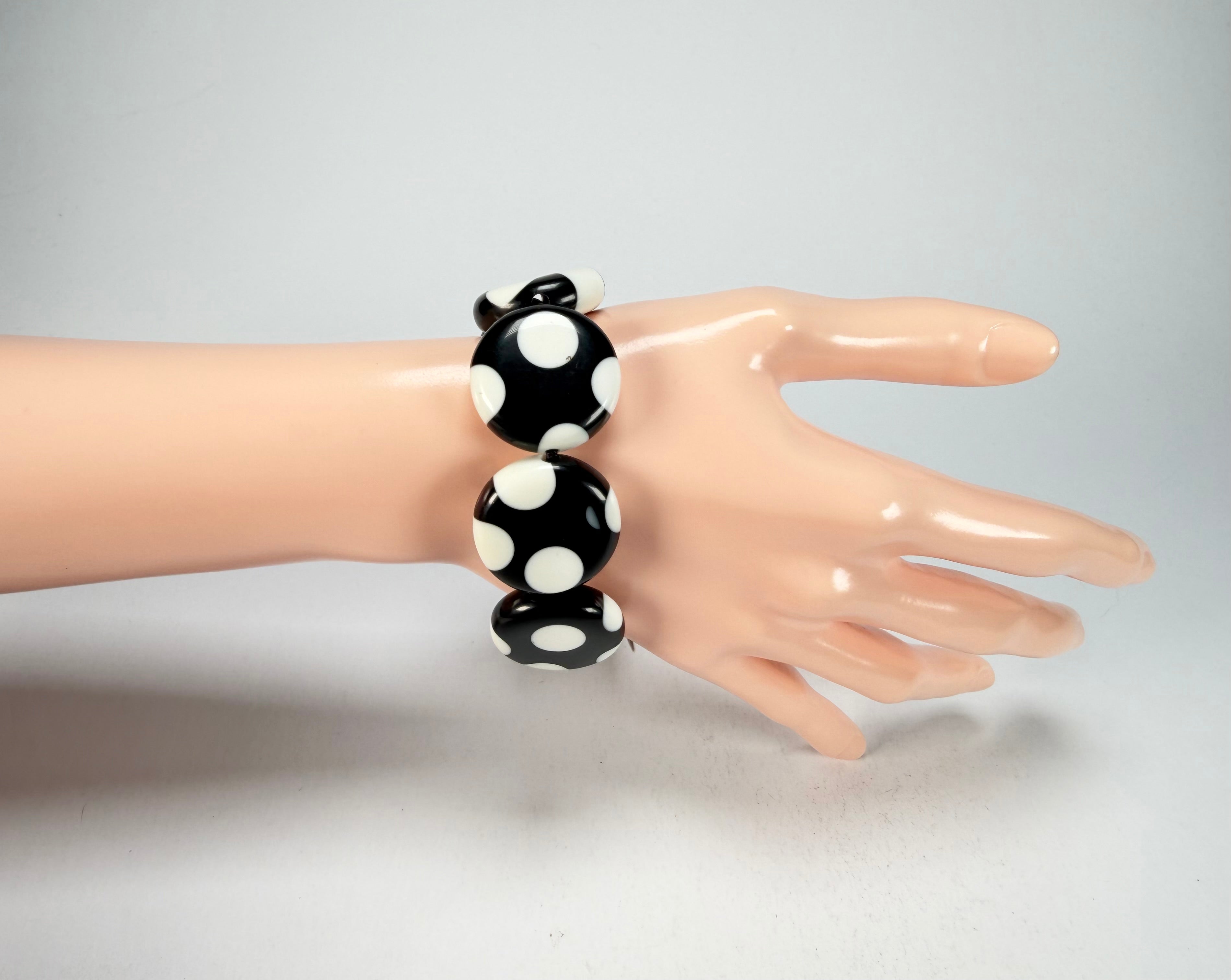 Sobral - Dots "Dots" Black & White Elasticated Resin Bracelet ( 005362 )