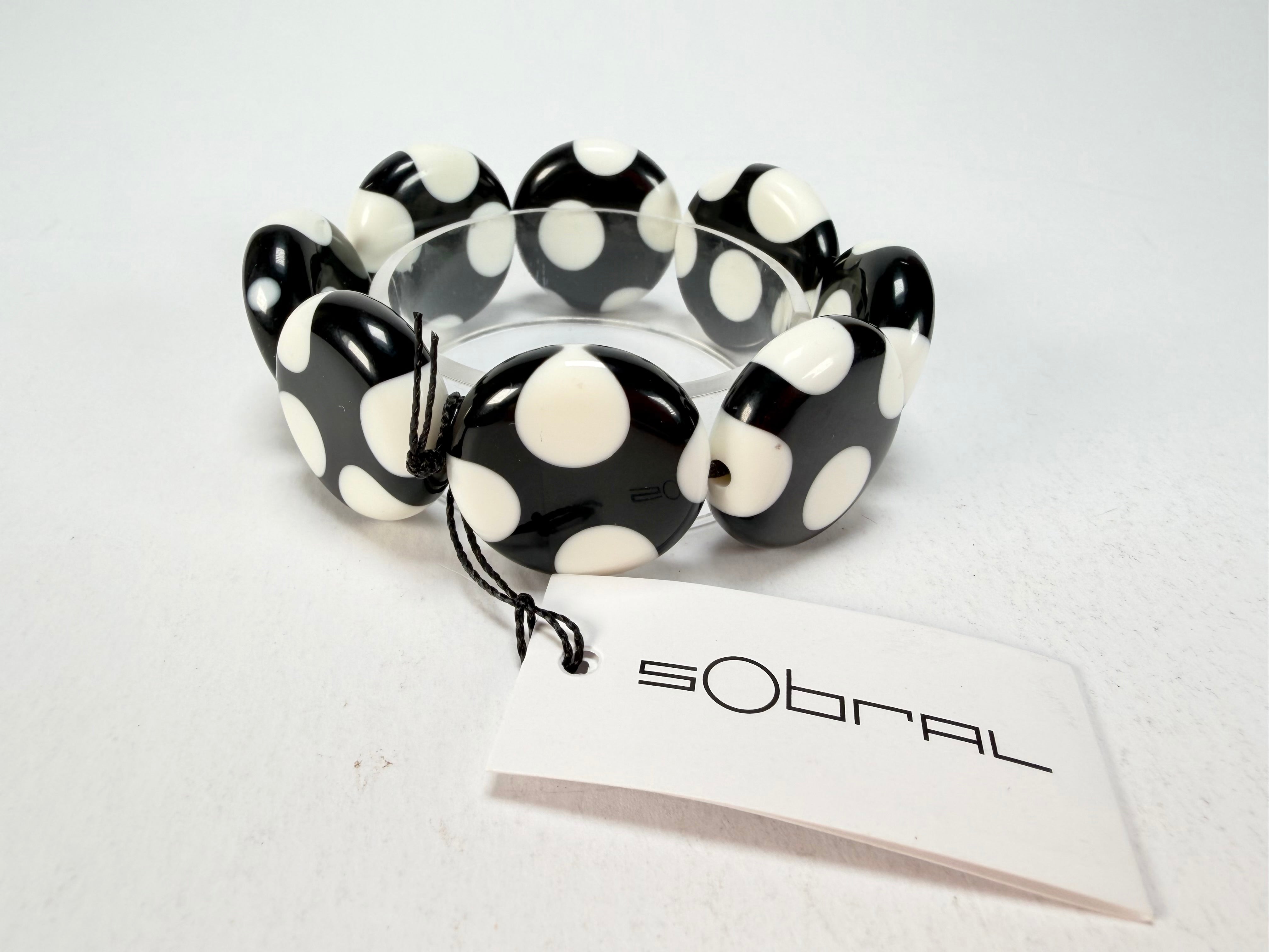 Sobral - Dots "Dots" Black & White Elasticated Resin Bracelet ( 005362 )