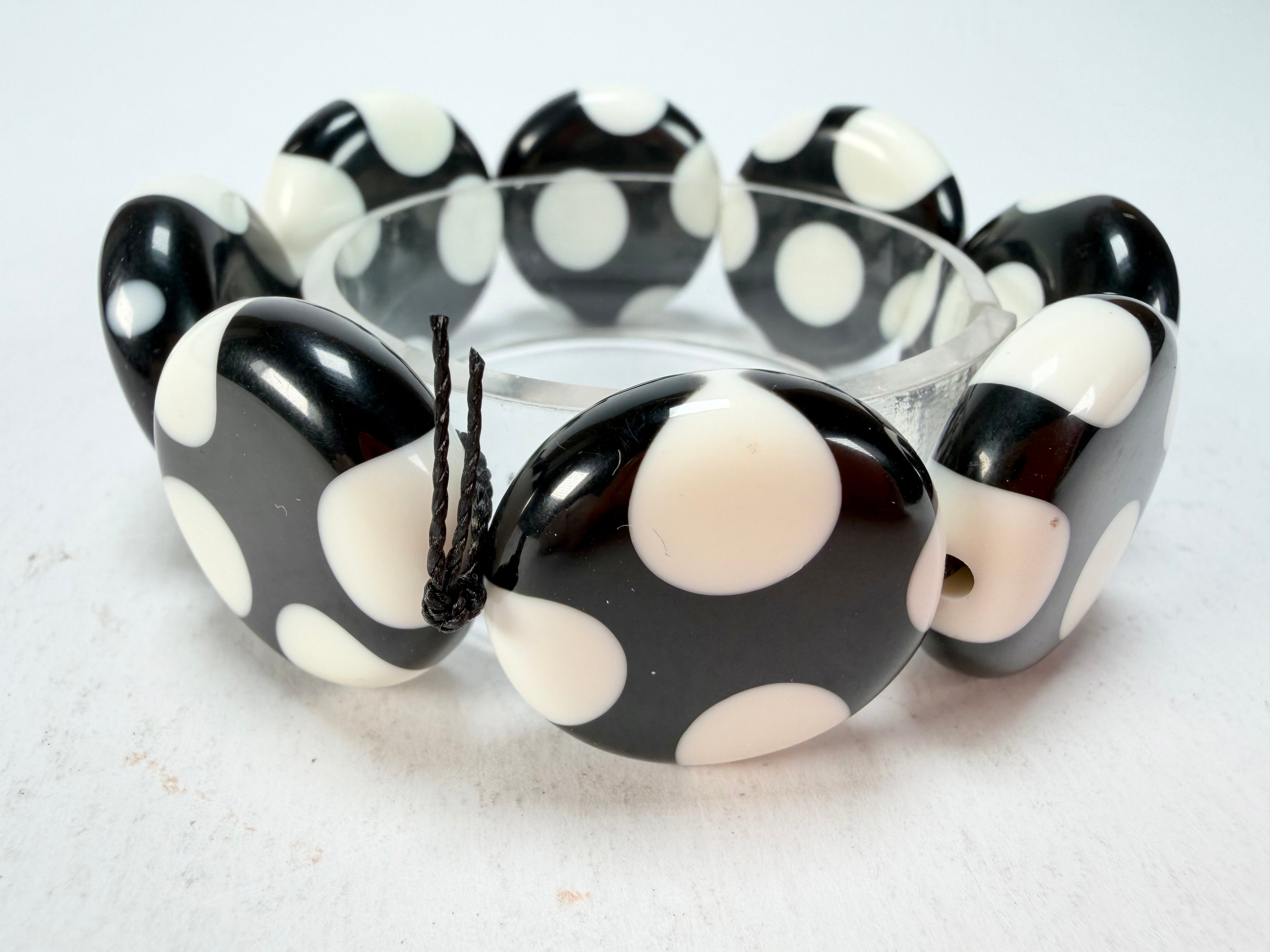 Sobral - Dots "Dots" Black & White Elasticated Resin Bracelet ( 005362 )