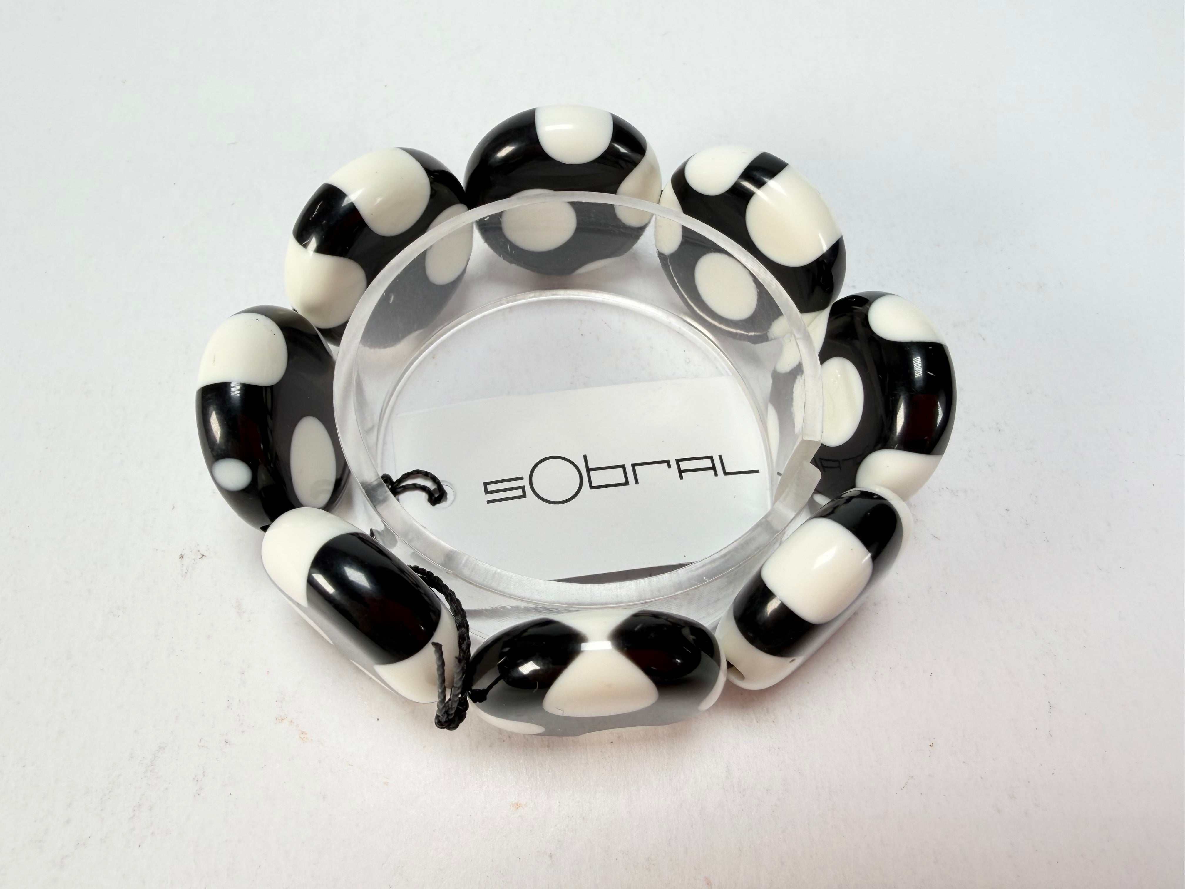 Sobral - Dots "Dots" Black & White Elasticated Resin Bracelet ( 005362 )