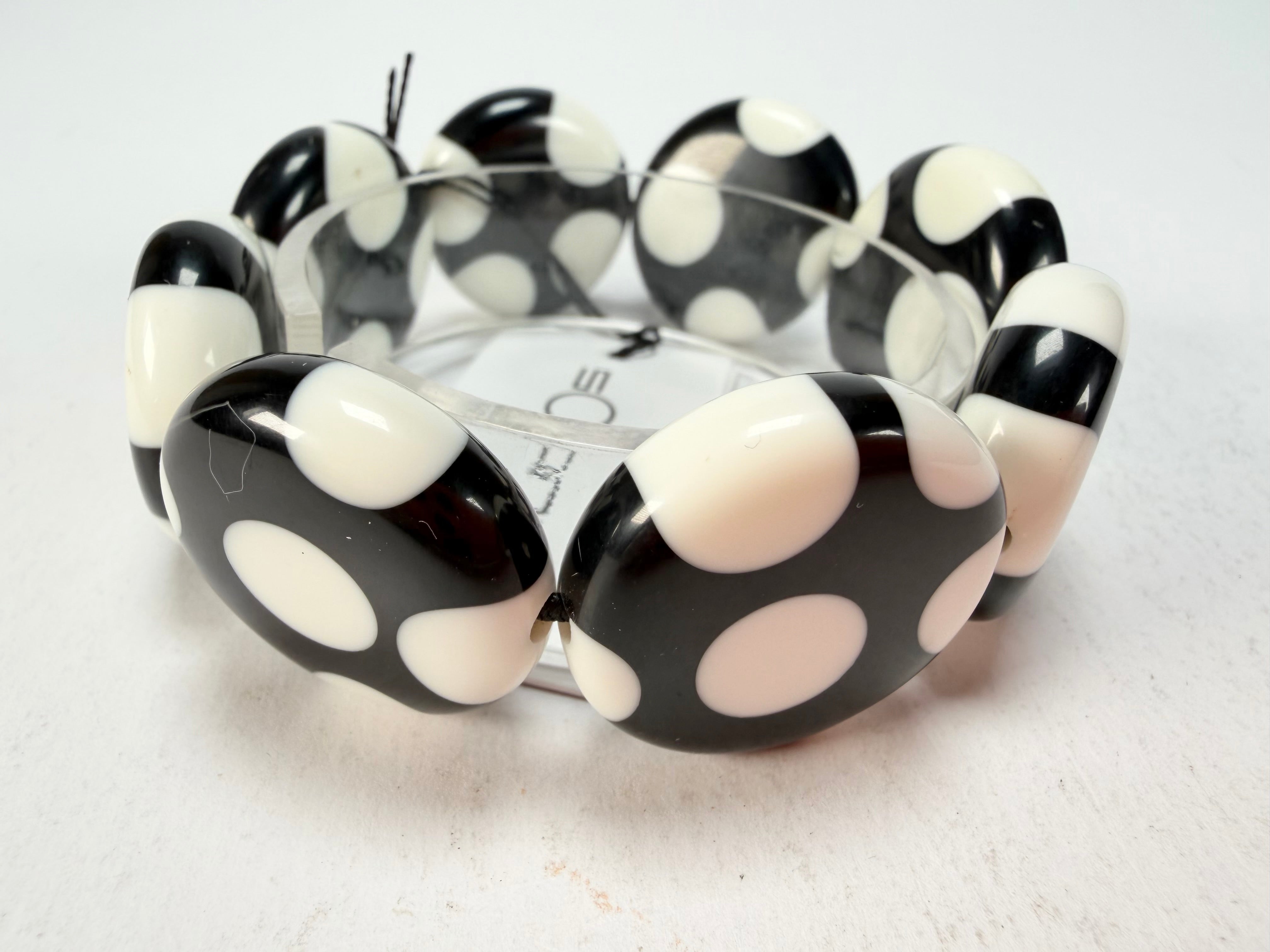 Sobral - Dots "Dots" Black & White Elasticated Resin Bracelet ( 005362 )