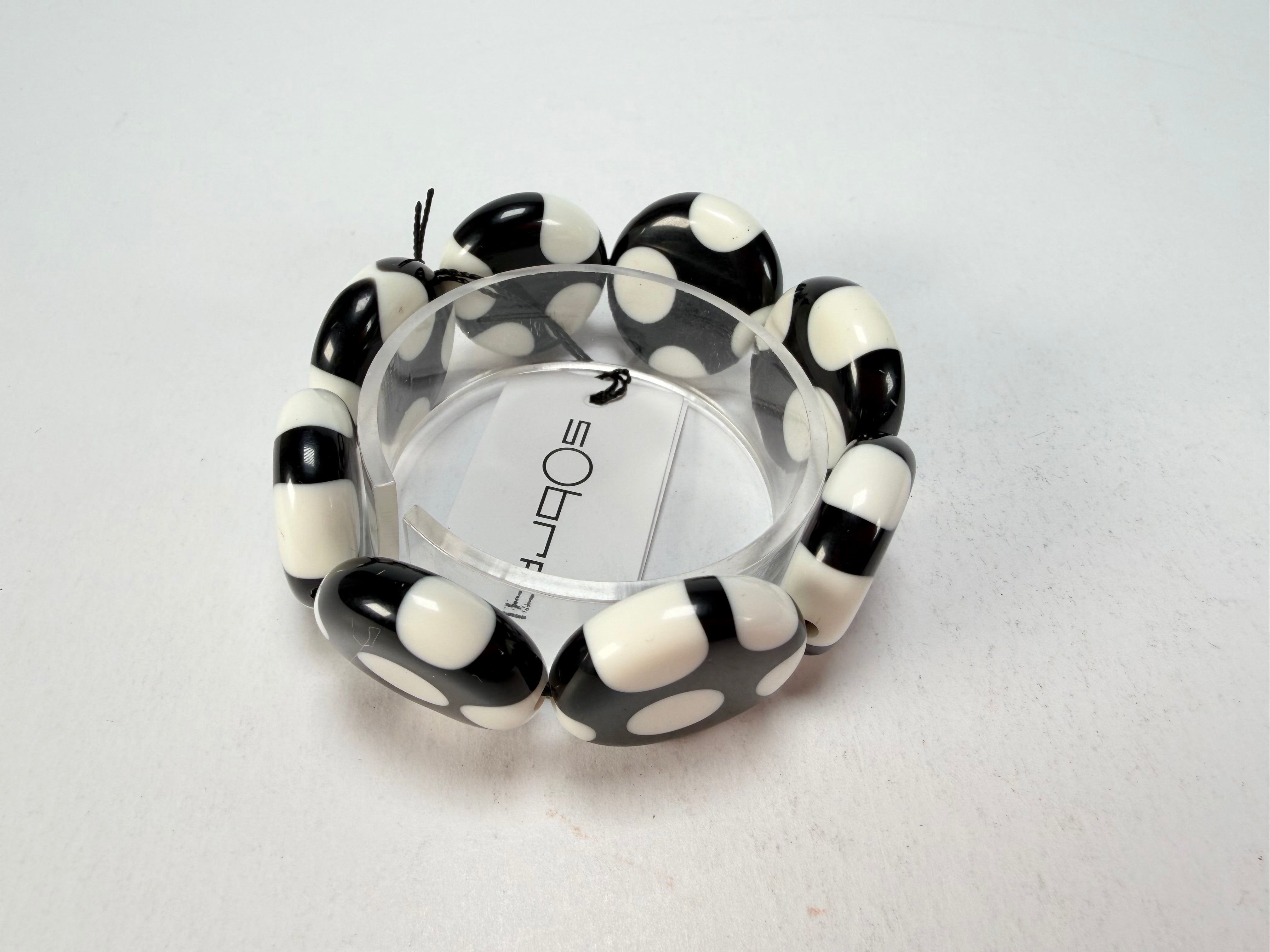 Sobral - Dots "Dots" Black & White Elasticated Resin Bracelet ( 005362 )