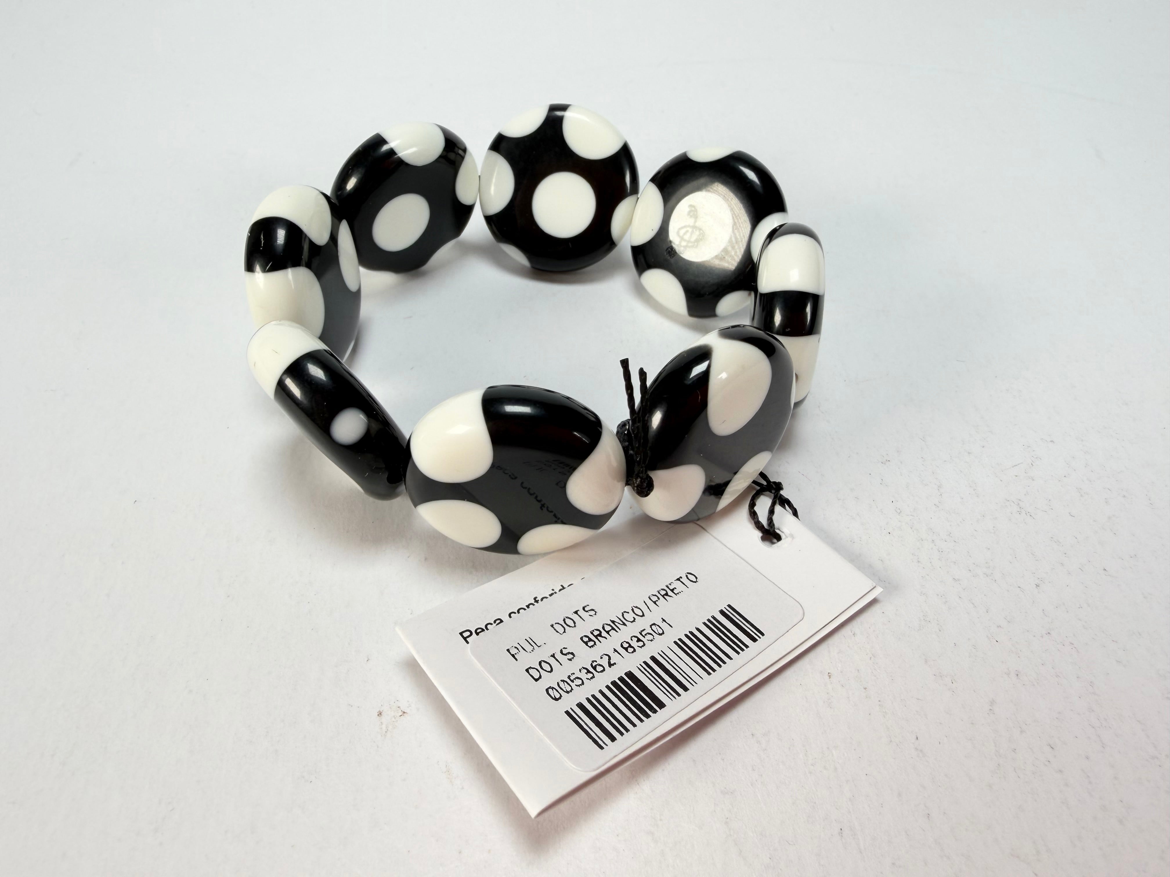 Sobral - Dots "Dots" Black & White Elasticated Resin Bracelet ( 005362 )