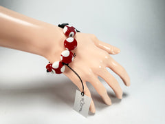 Sobral - Dots "Pointé" Red & White Resin Bracelet On Cord ( 000000 )