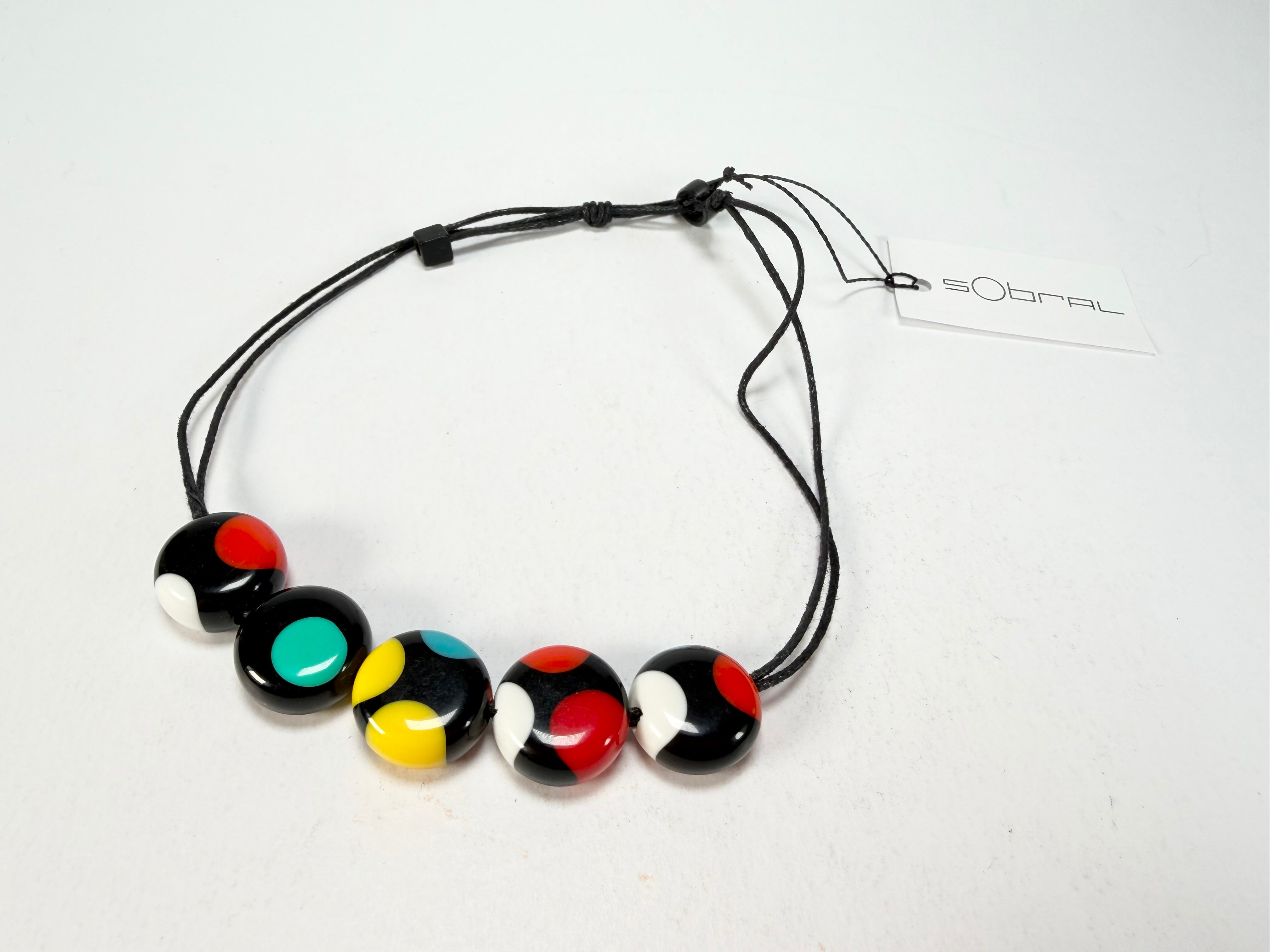 Sobral - Dots "Pointé" Multi Colour Resin Bracelet On Cord ( 000000 )