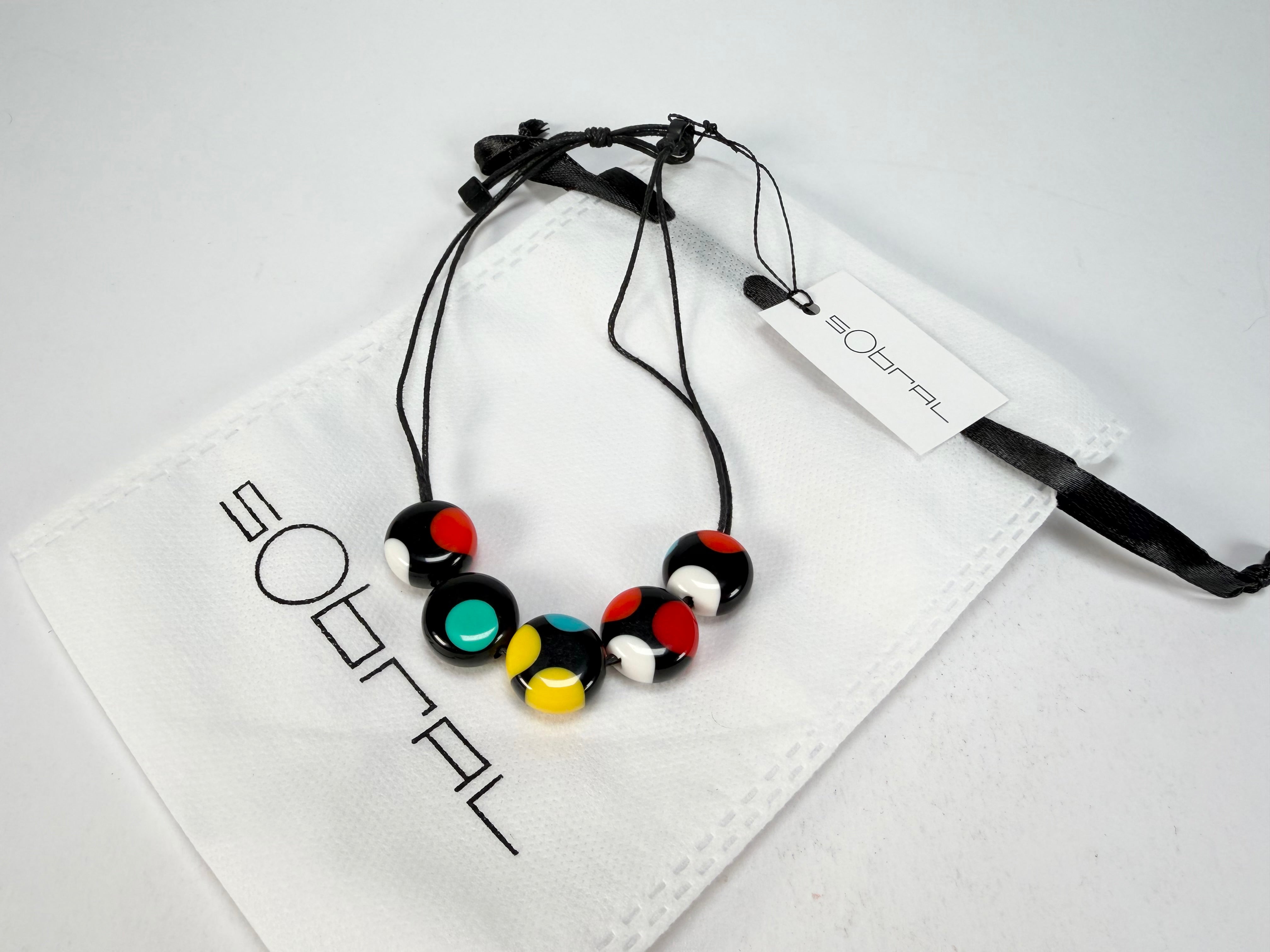 Sobral - Dots "Pointé" Multi Colour Resin Bracelet On Cord ( 000000 )