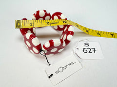 Sobral - Dots "Nº F" Red & White Elasticated Resin Bracelet ( 005361 )