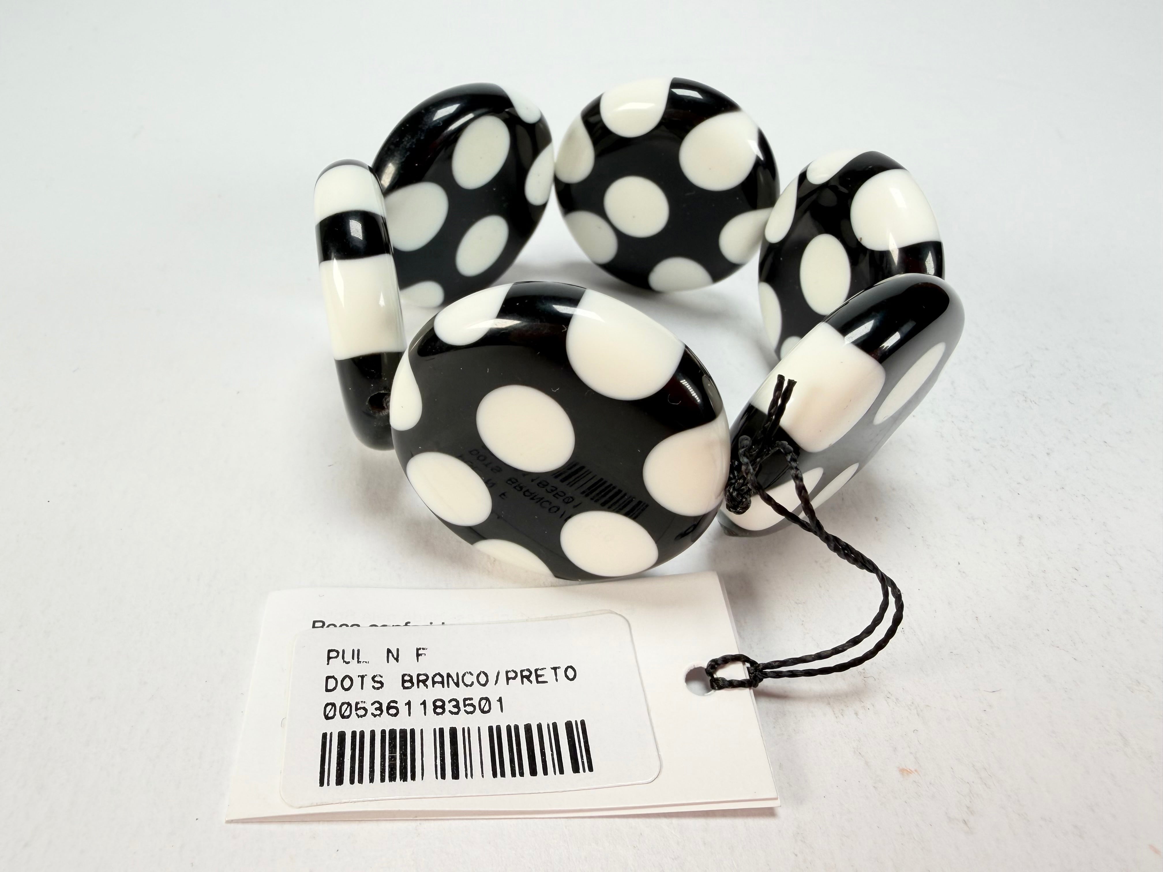 Sobral - Dots "Nº F" Black & White Elasticated Resin Bracelet ( 005361 )