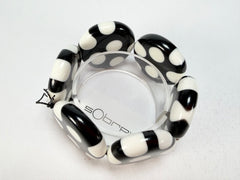 Sobral - Dots "Nº F" Black & White Elasticated Resin Bracelet ( 005361 )