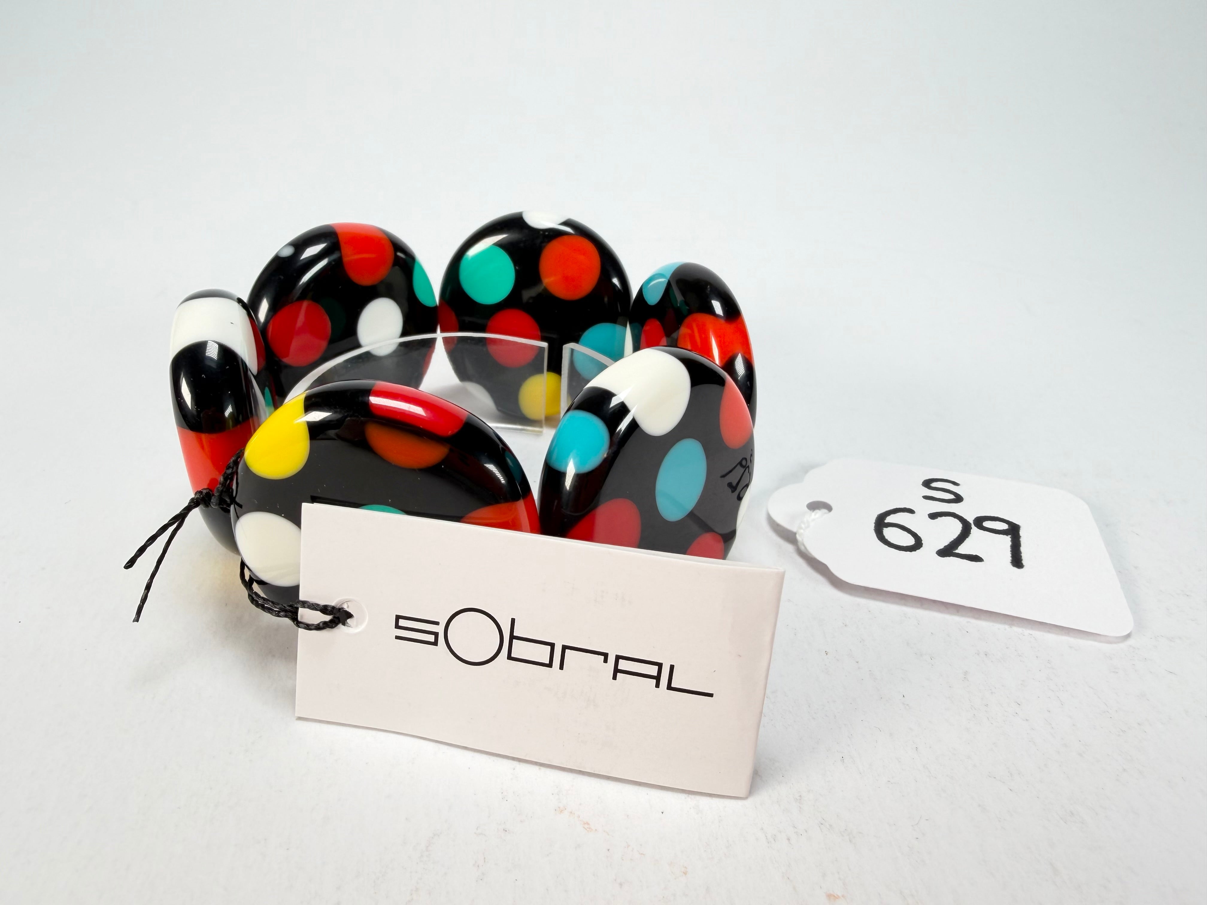 Sobral - Dots "Nº F" Multi Colour Elasticated Resin Bracelet ( 005361 )