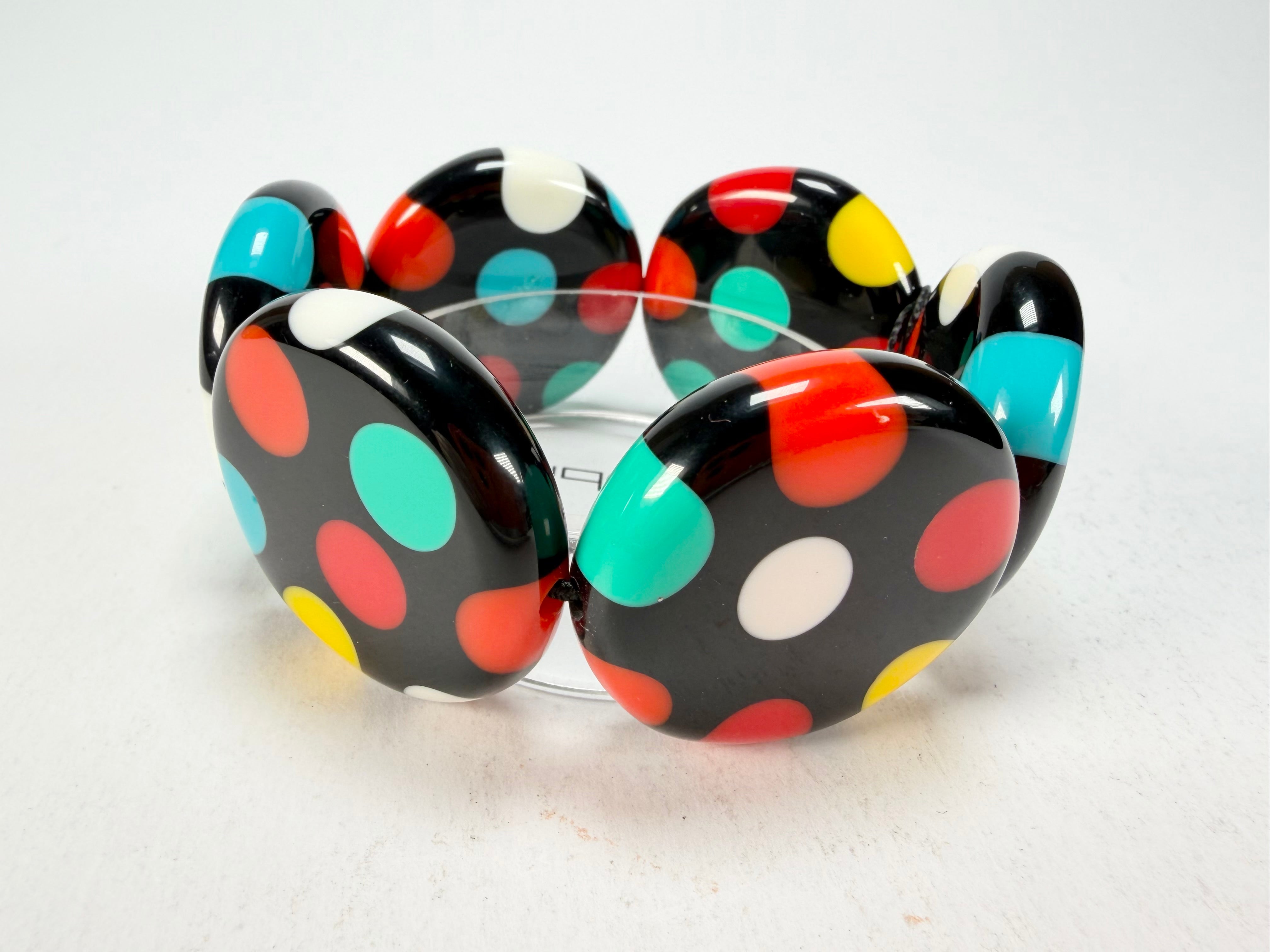 Sobral - Dots "Nº F" Multi Colour Elasticated Resin Bracelet ( 005361 )