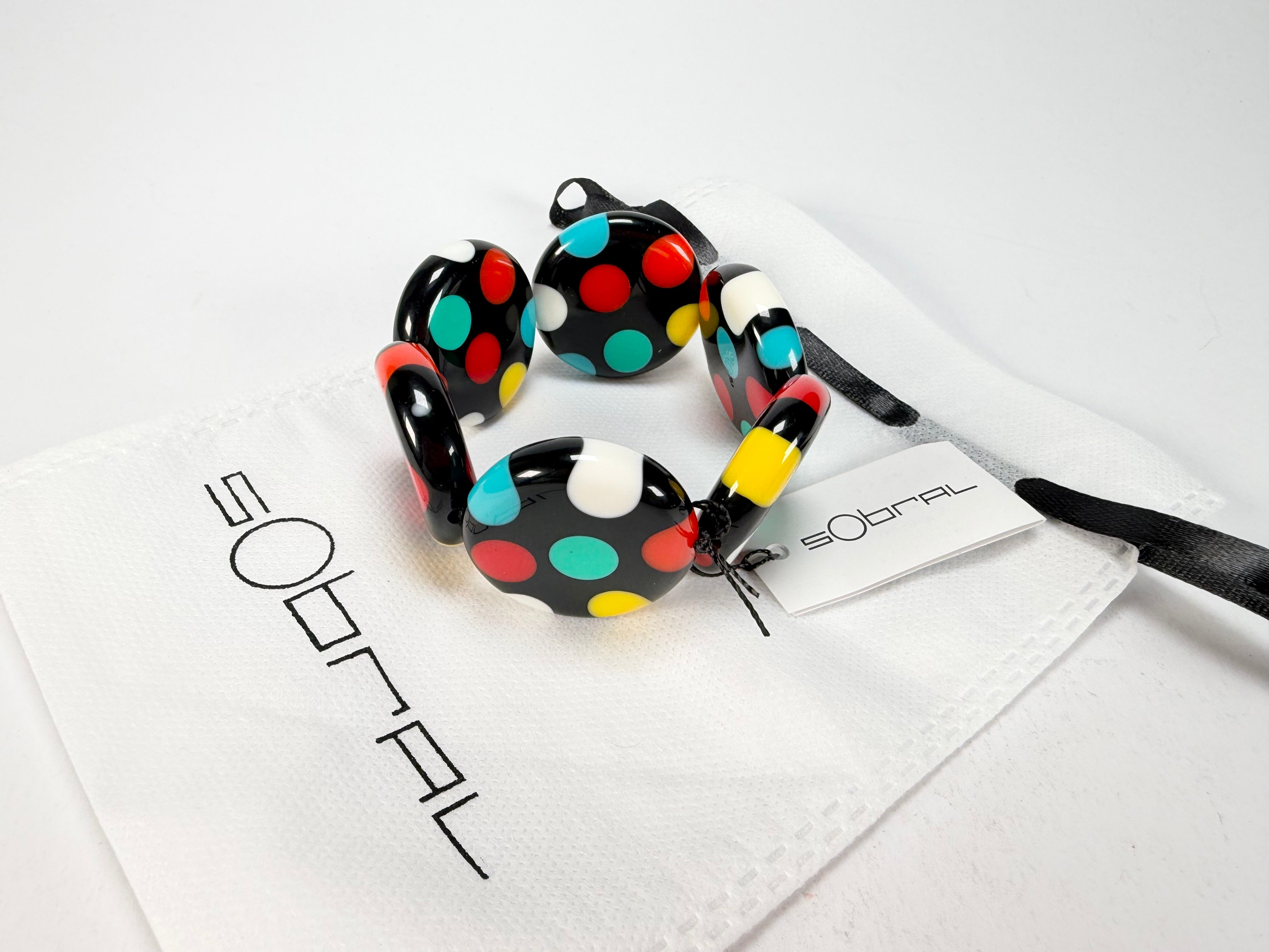 Sobral - Dots "Nº F" Multi Colour Elasticated Resin Bracelet ( 005361 )