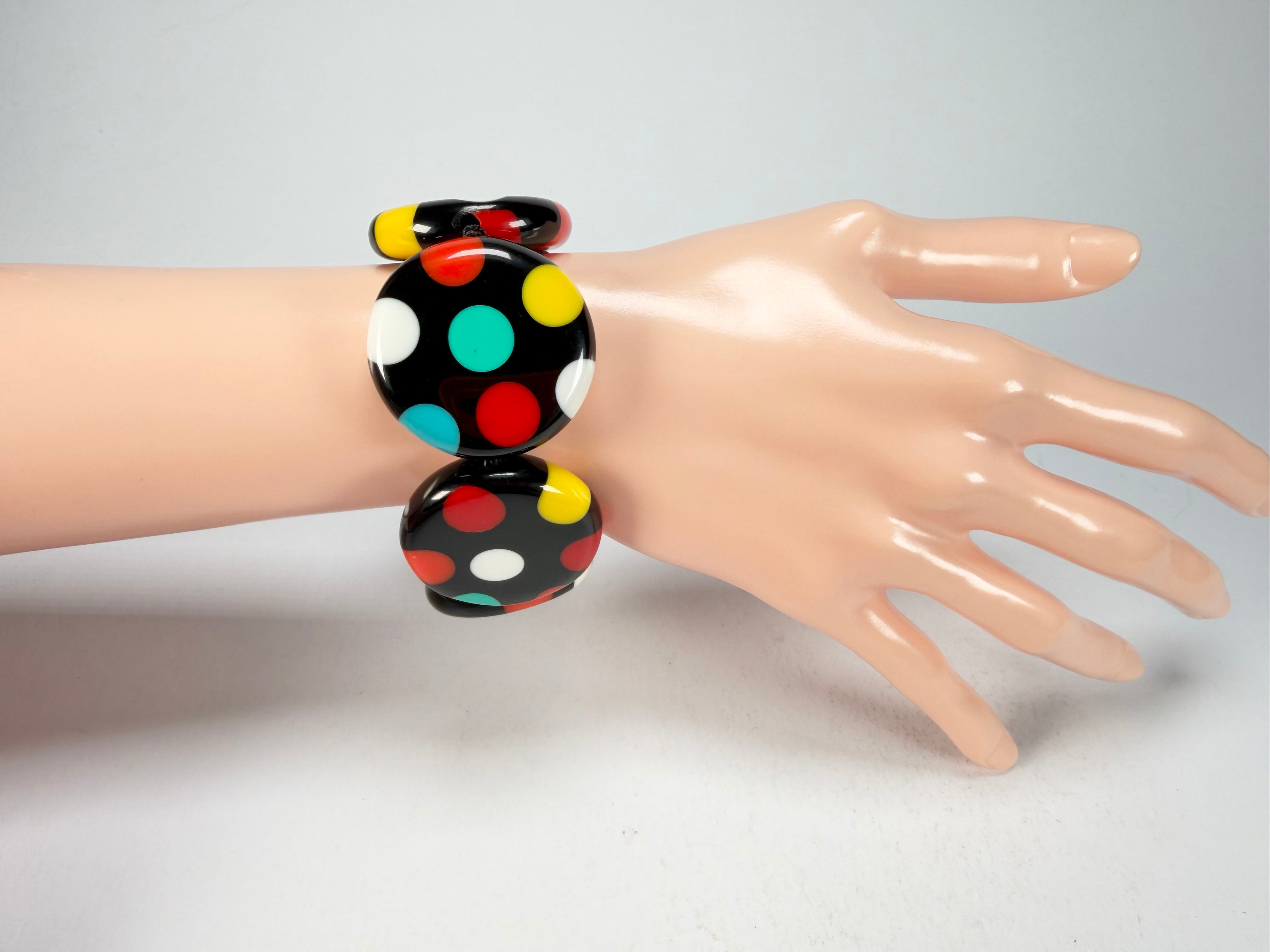 Sobral - Dots "Nº F" Multi Colour Elasticated Resin Bracelet ( 005361 )