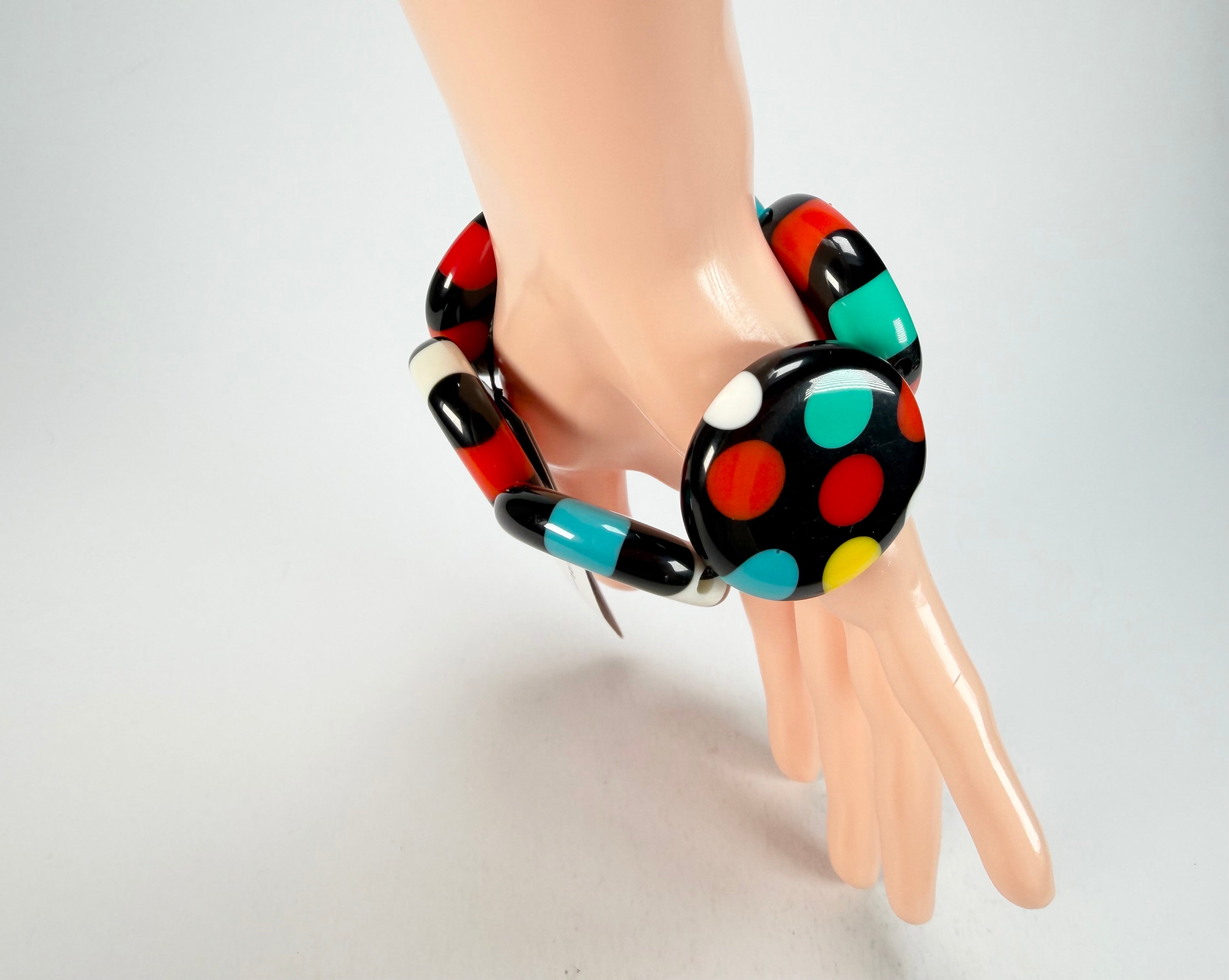 Sobral - Dots "Nº F" Multi Colour Elasticated Resin Bracelet ( 005361 )