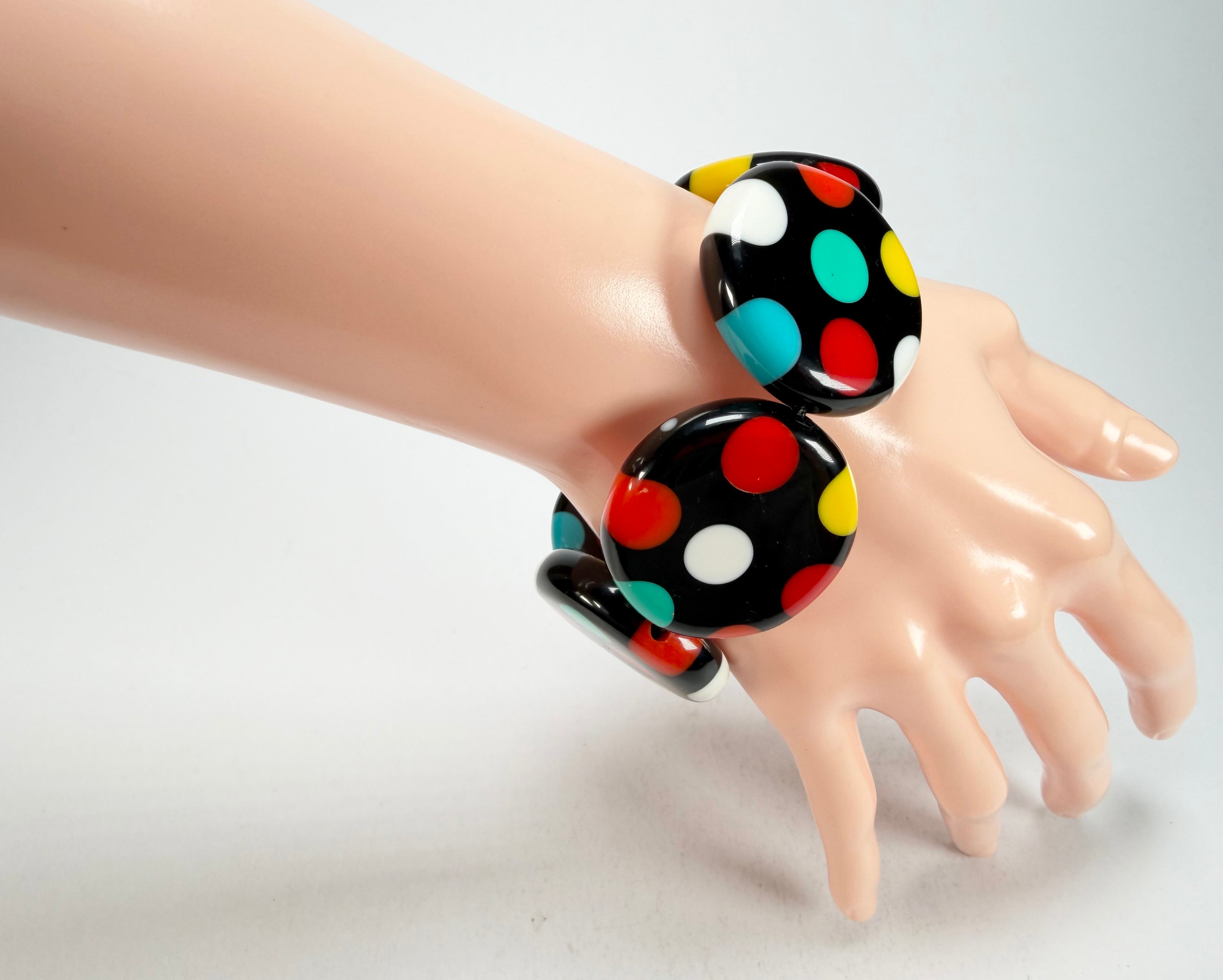 Sobral - Dots "Nº F" Multi Colour Elasticated Resin Bracelet ( 005361 )
