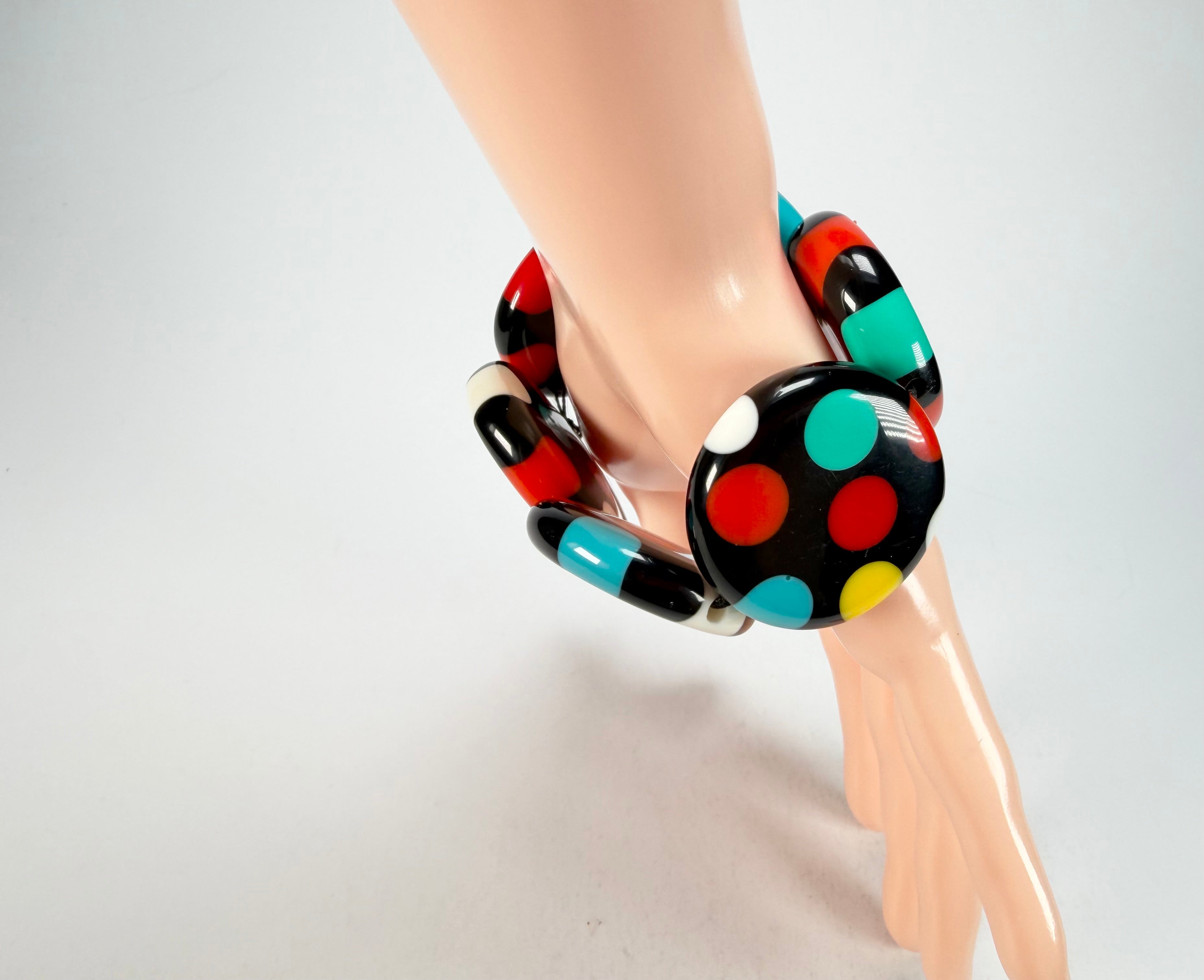 Sobral - Dots "Nº F" Multi Colour Elasticated Resin Bracelet ( 005361 )