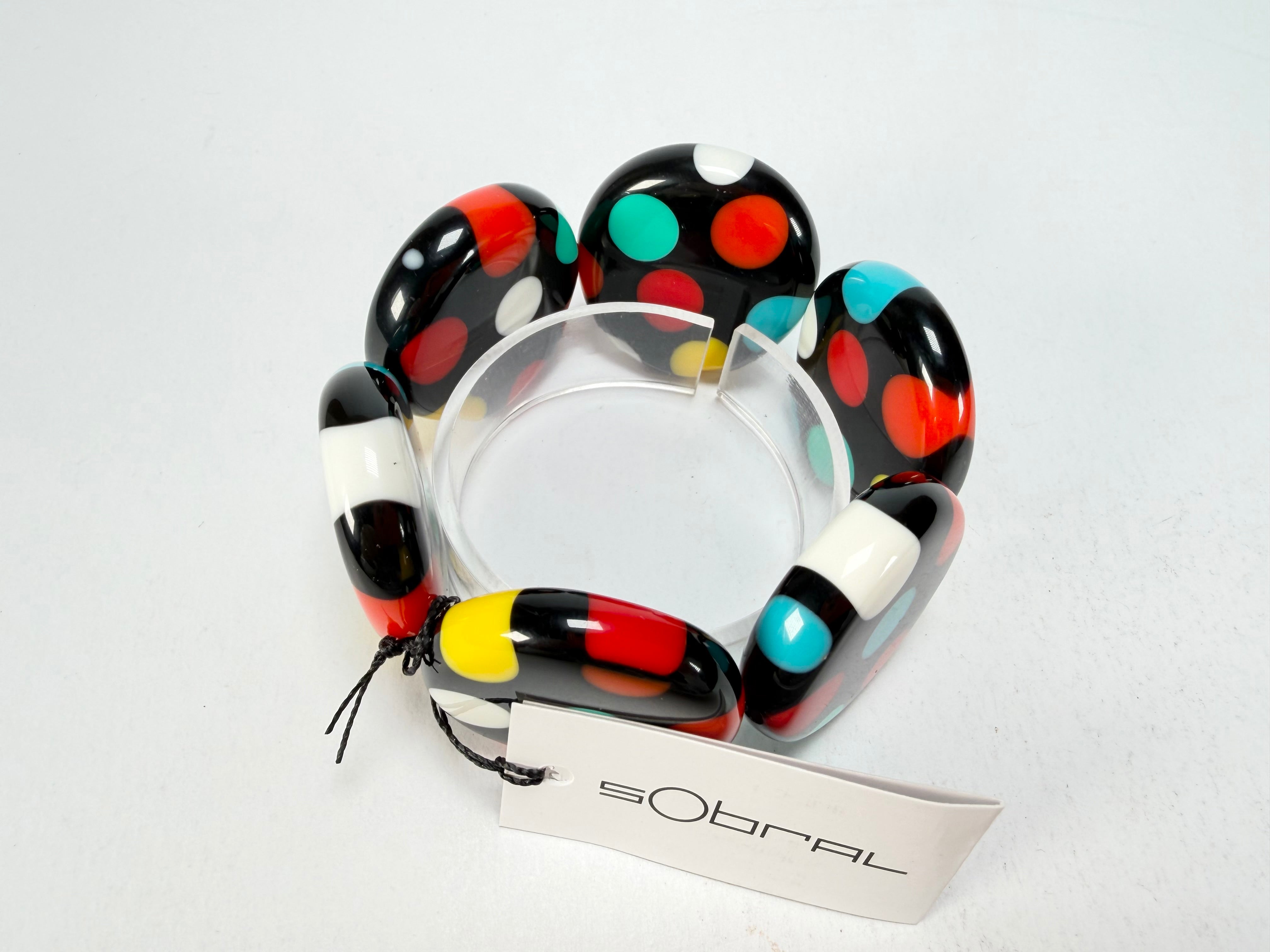 Sobral - Dots "Nº F" Multi Colour Elasticated Resin Bracelet ( 005361 )