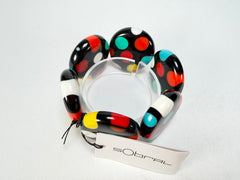 Sobral - Dots "Nº F" Multi Colour Elasticated Resin Bracelet ( 005361 )