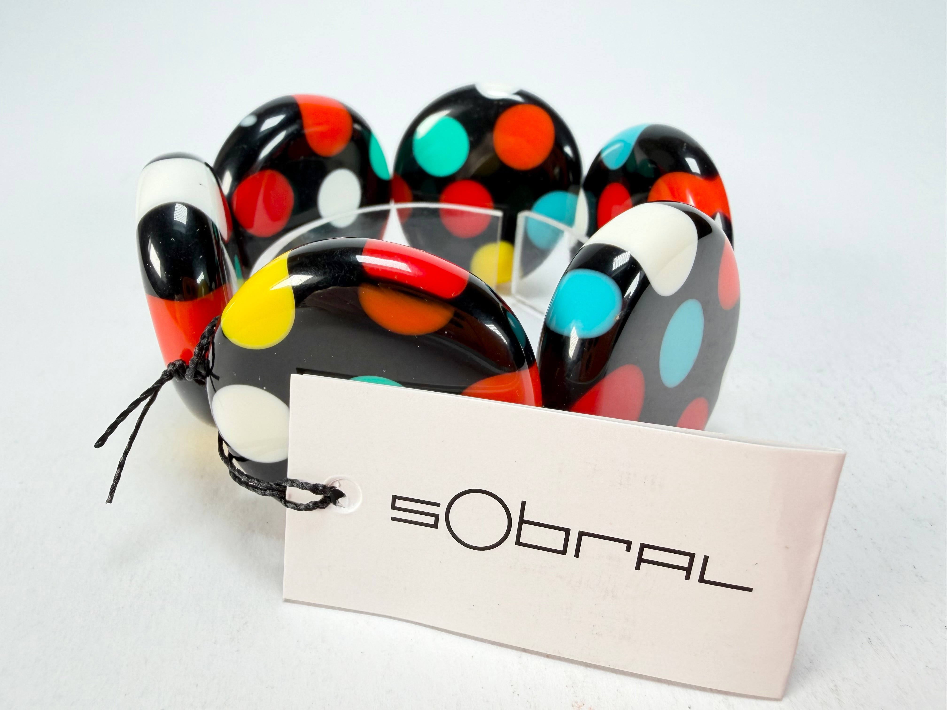 Sobral - Dots "Nº F" Multi Colour Elasticated Resin Bracelet ( 005361 )