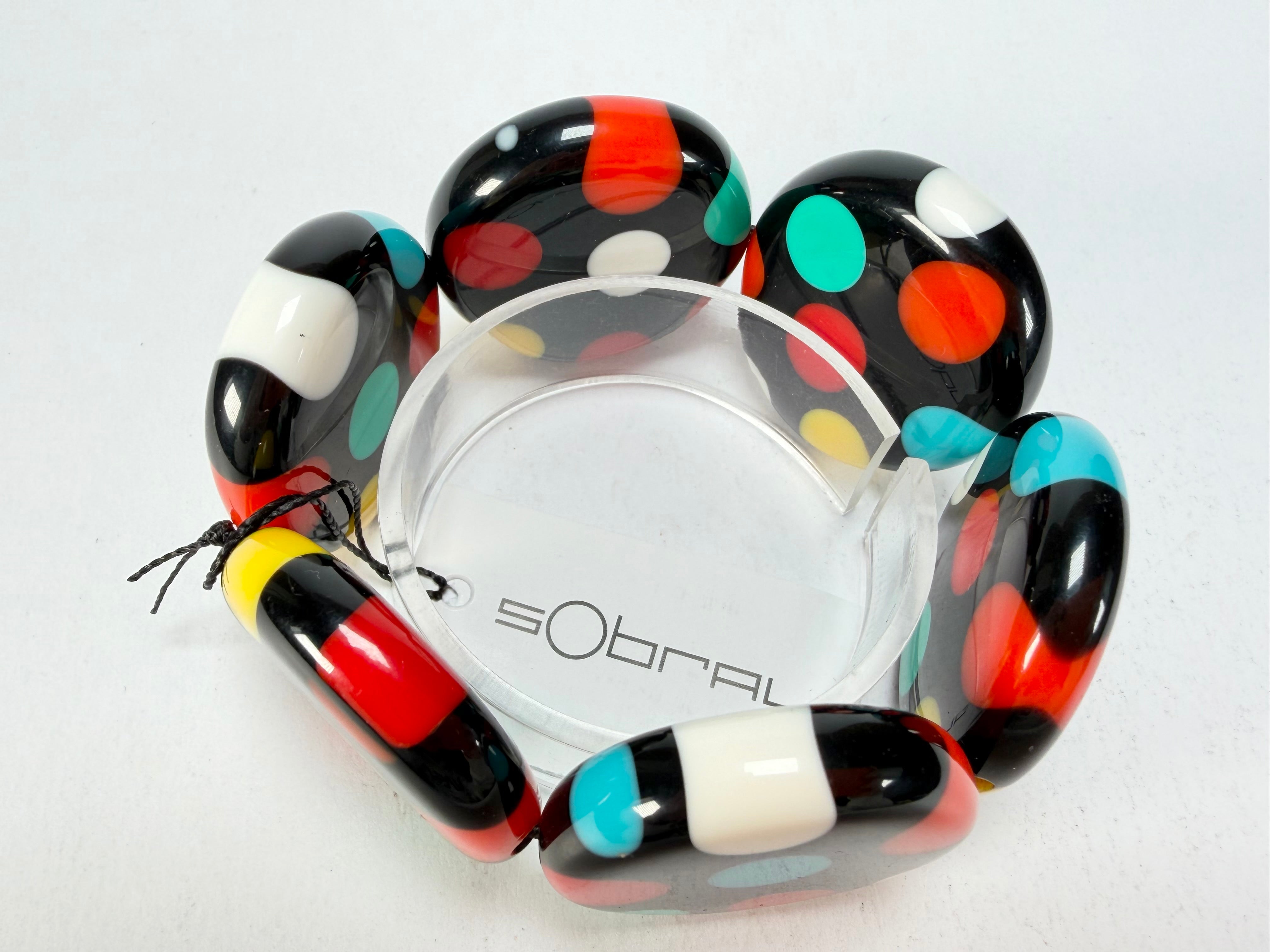 Sobral - Dots "Nº F" Multi Colour Elasticated Resin Bracelet ( 005361 )