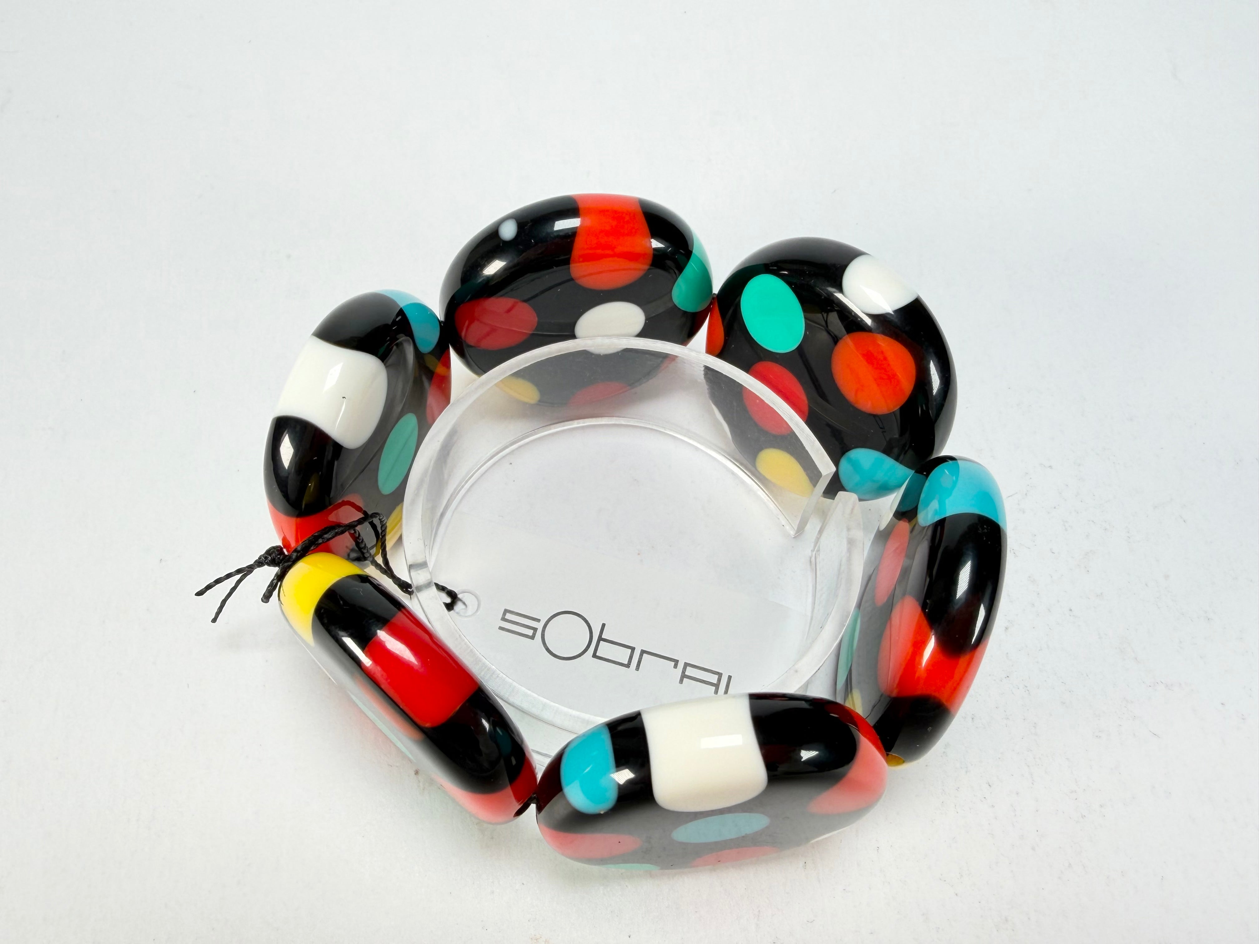 Sobral - Dots "Nº F" Multi Colour Elasticated Resin Bracelet ( 005361 )