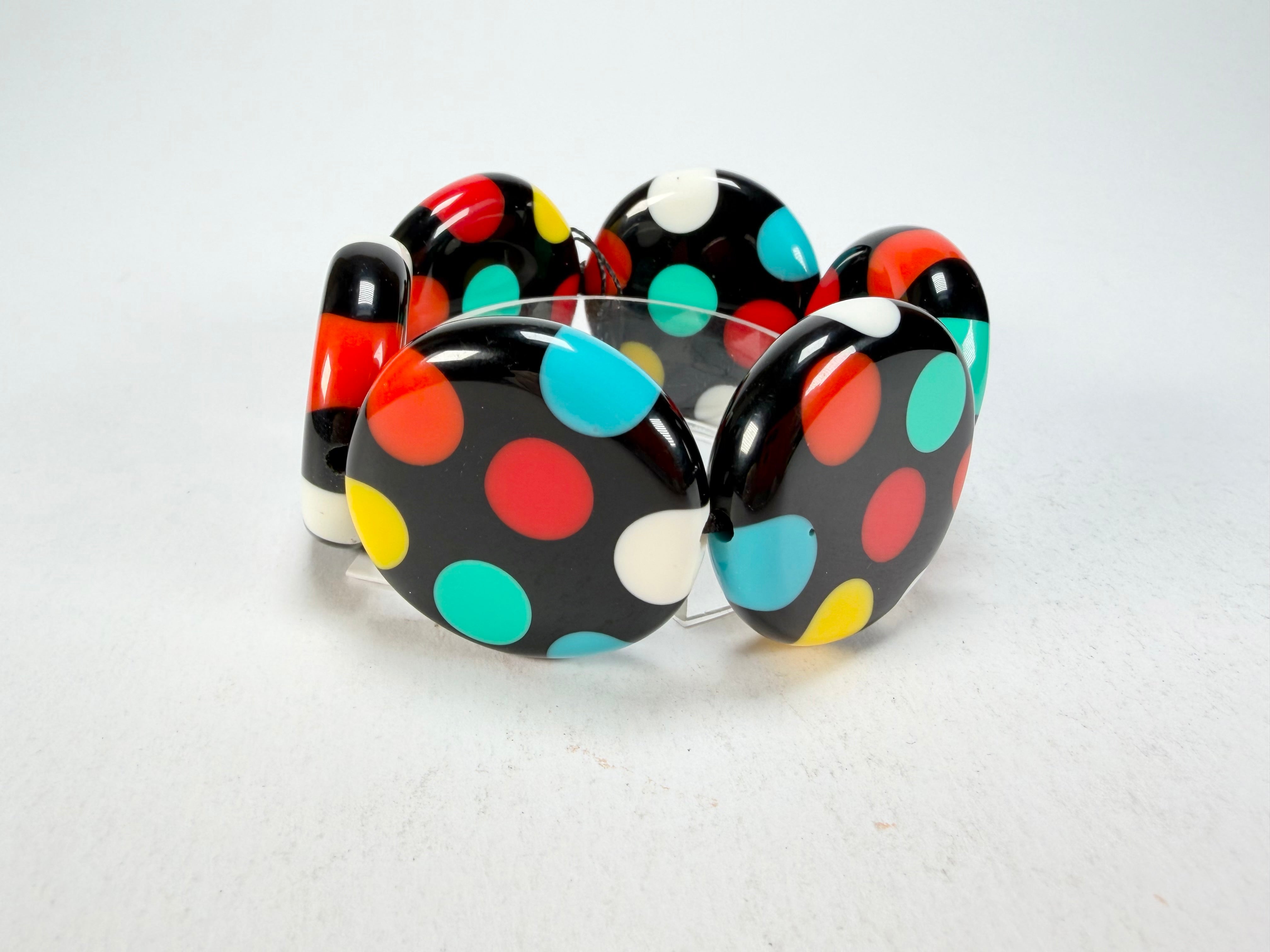 Sobral - Dots "Nº F" Multi Colour Elasticated Resin Bracelet ( 005361 )