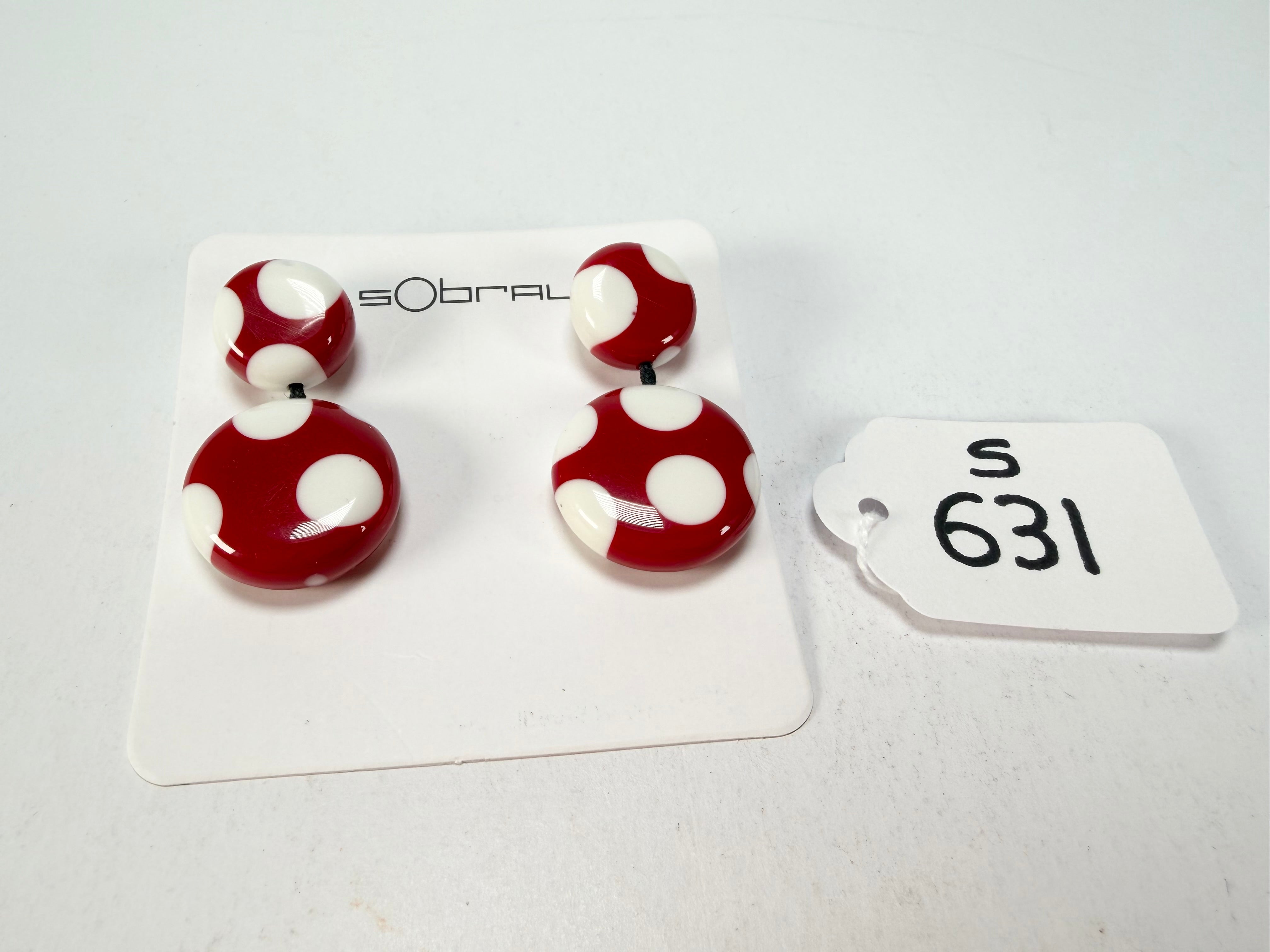 Sobral - Dots "Obsession" Red & White Resin Earrings ( 005356 )