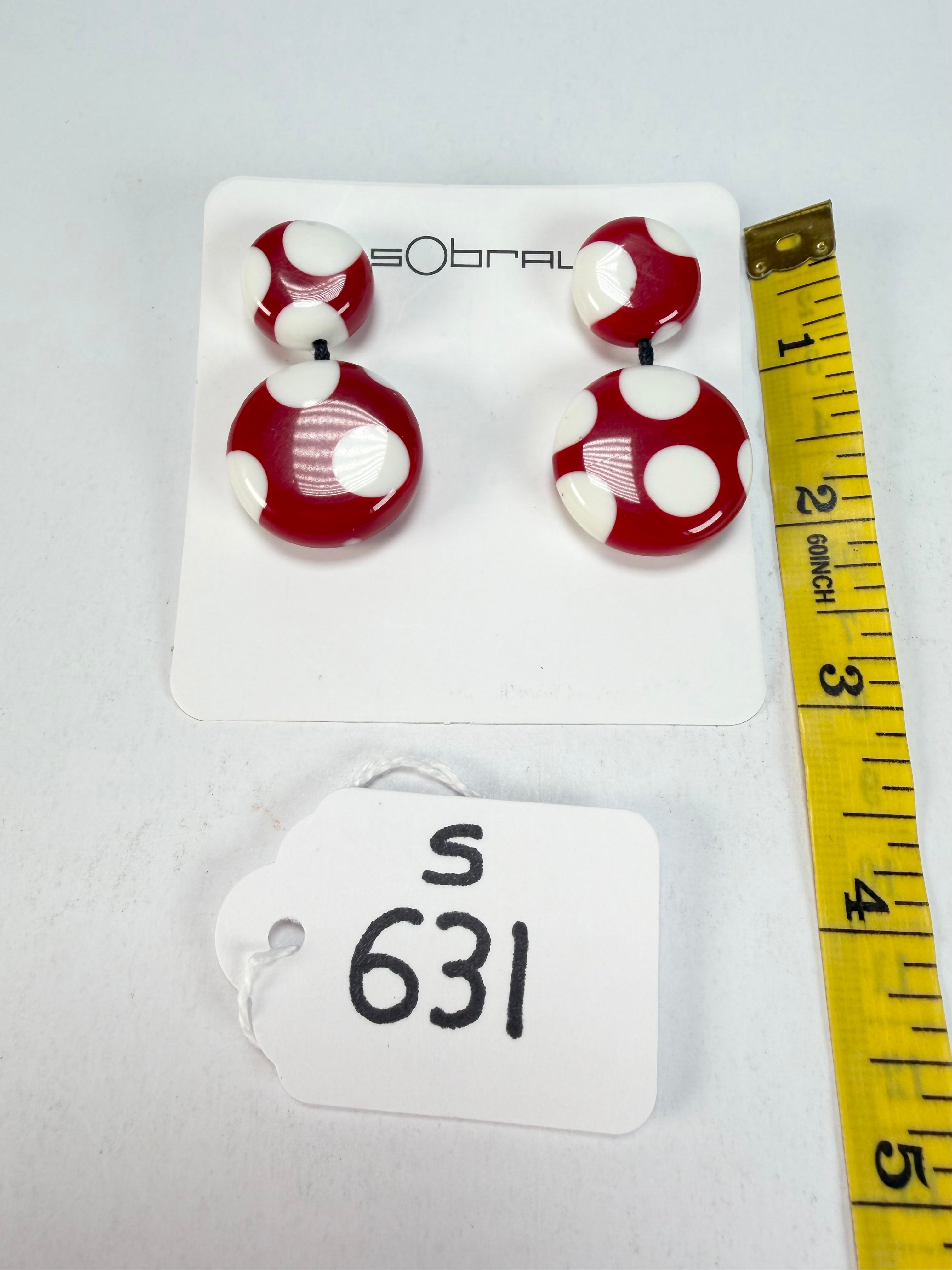 Sobral - Dots "Obsession" Red & White Resin Earrings ( 005356 )