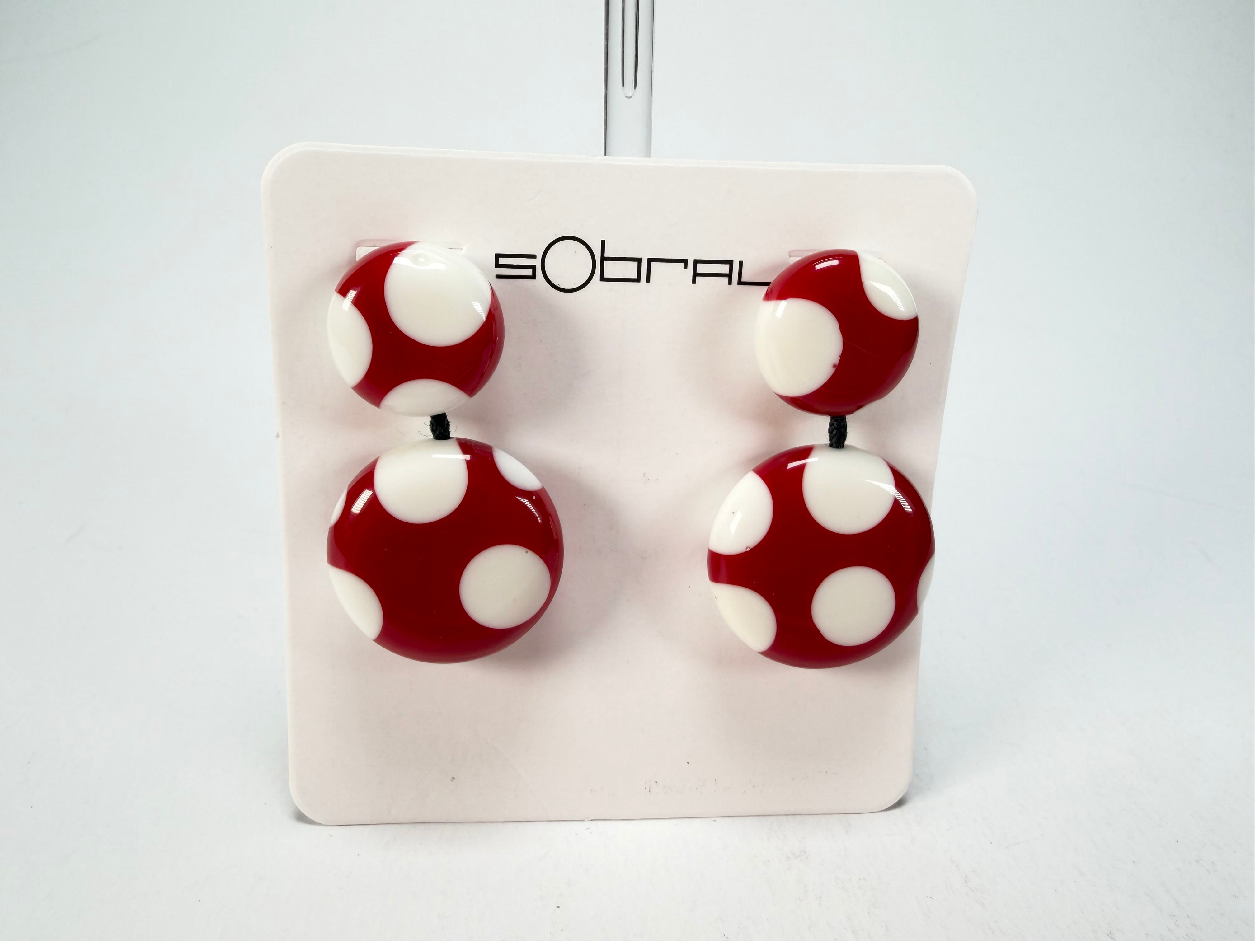 Sobral - Dots "Obsession" Red & White Resin Earrings ( 005356 )