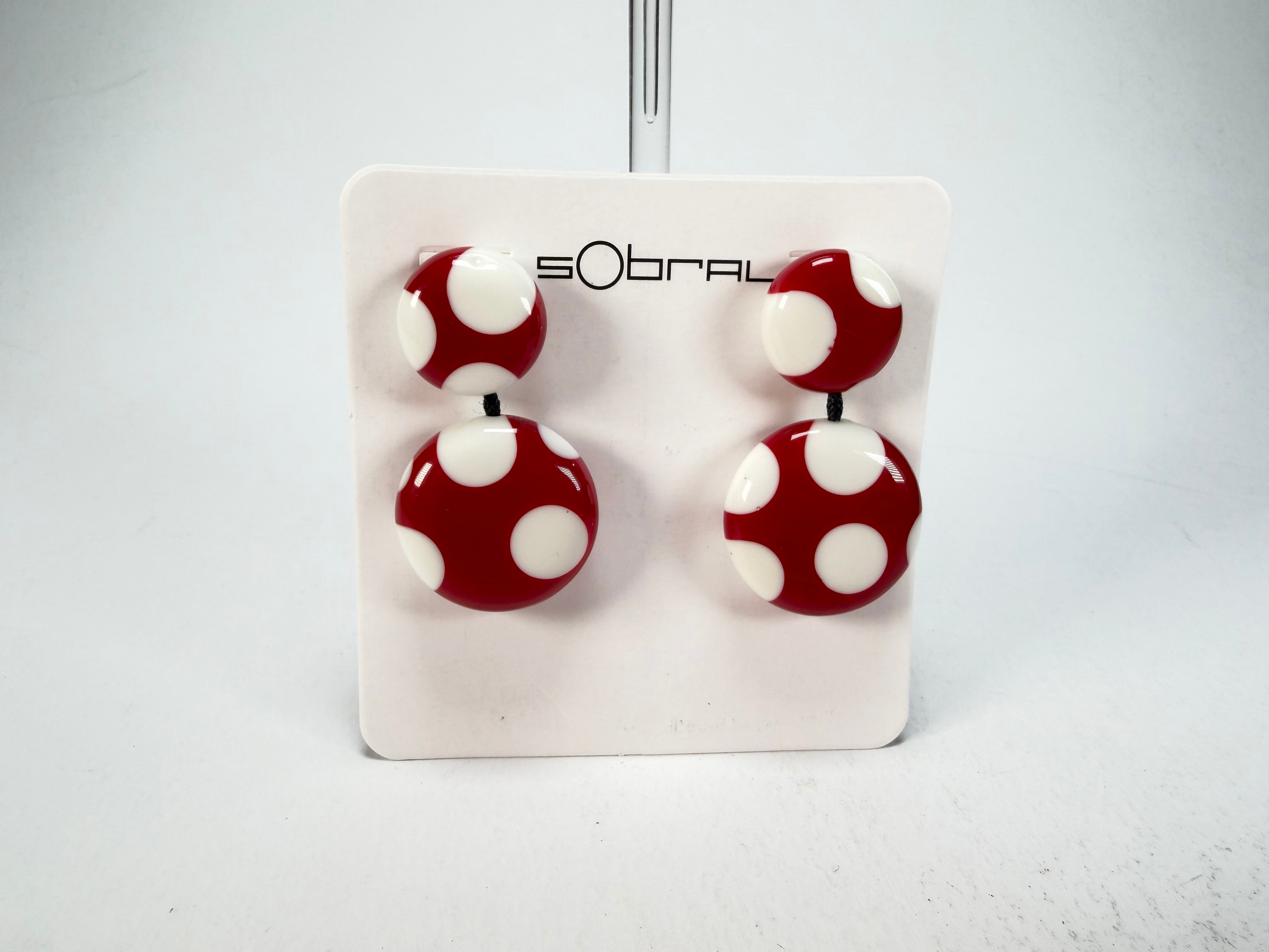 Sobral - Dots "Obsession" Red & White Resin Earrings ( 005356 )