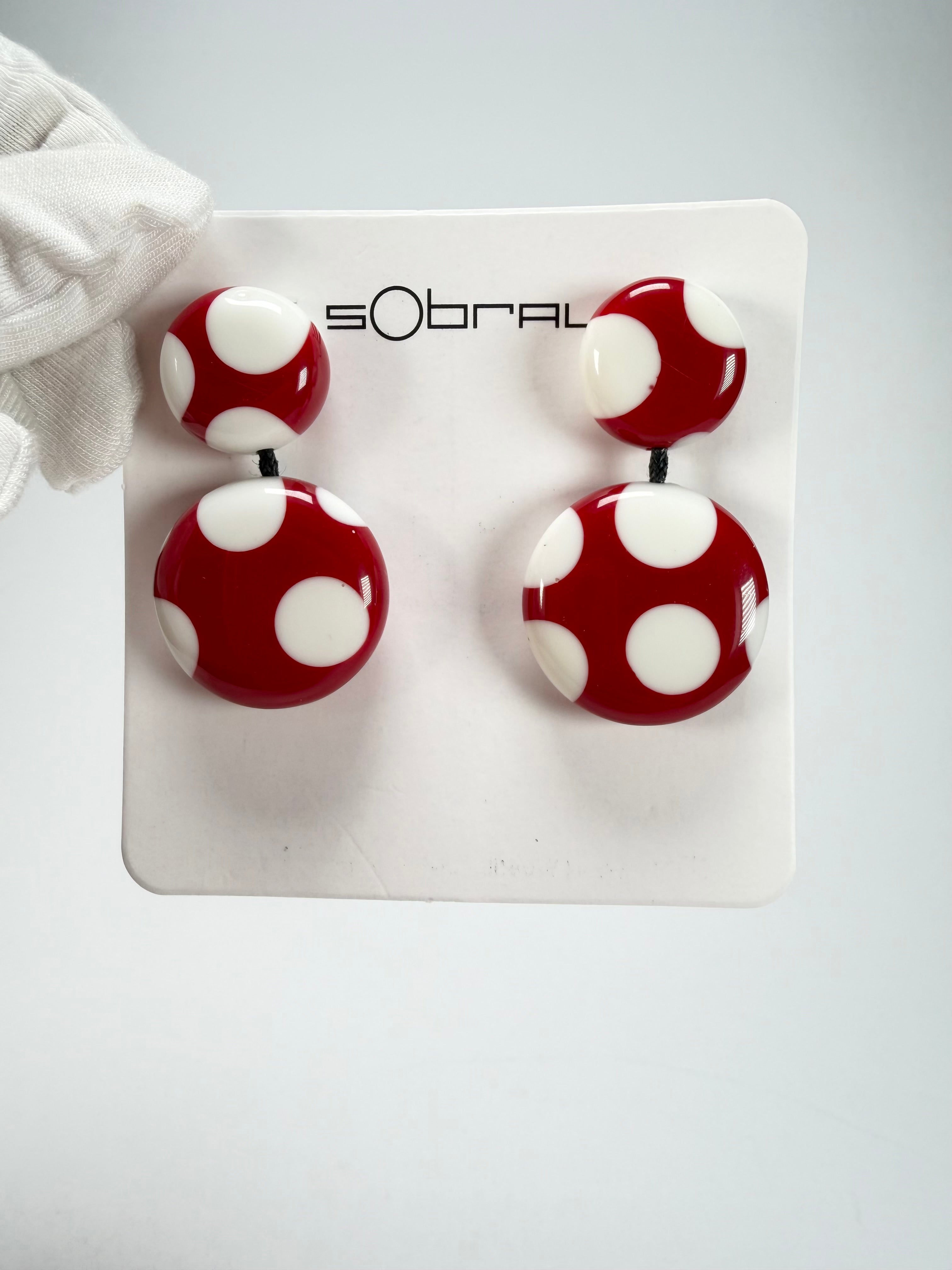 Sobral - Dots "Obsession" Red & White Resin Earrings ( 005356 )