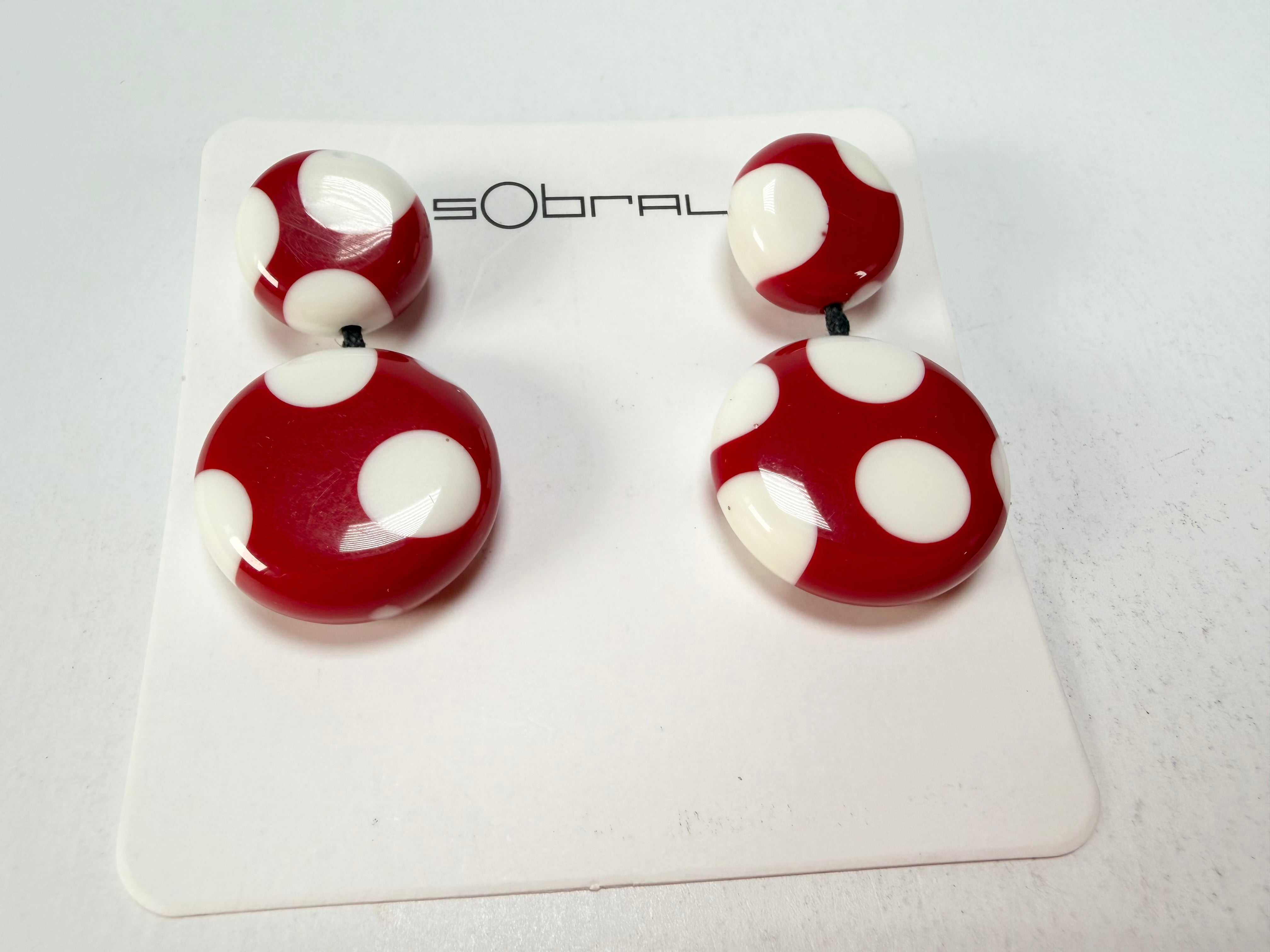 Sobral - Dots "Obsession" Red & White Resin Earrings ( 005356 )