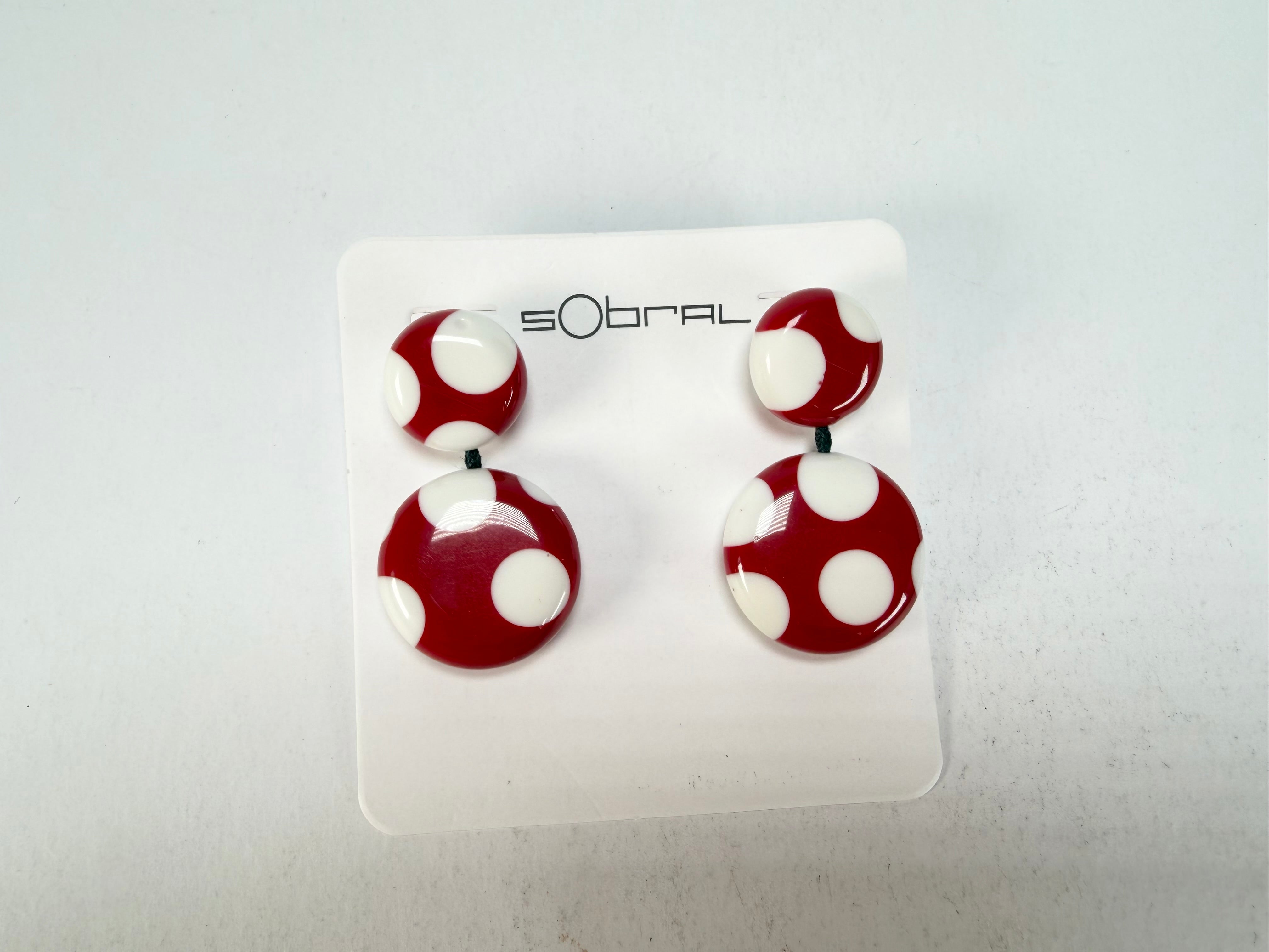 Sobral - Dots "Obsession" Red & White Resin Earrings ( 005356 )