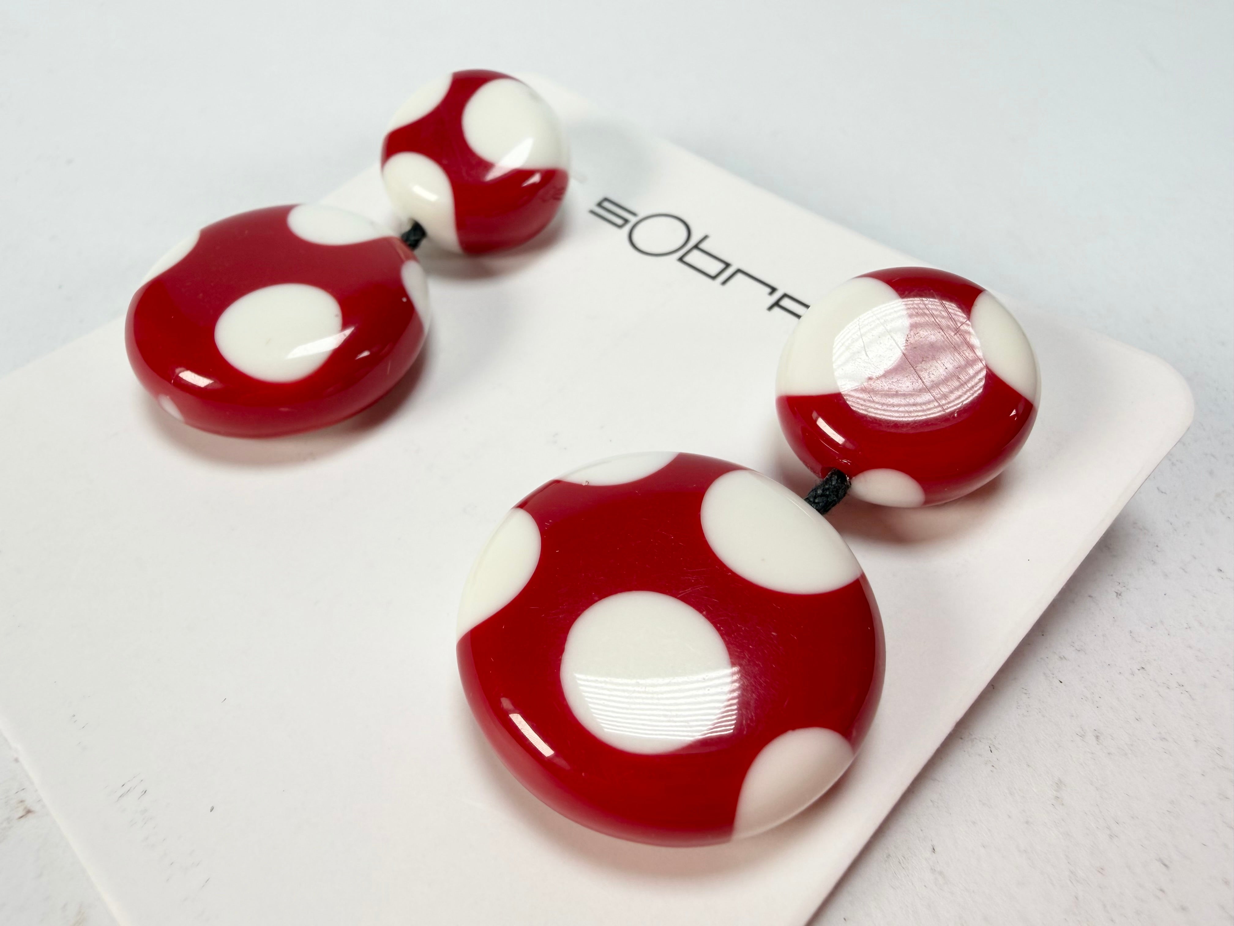 Sobral - Dots "Obsession" Red & White Resin Earrings ( 005356 )