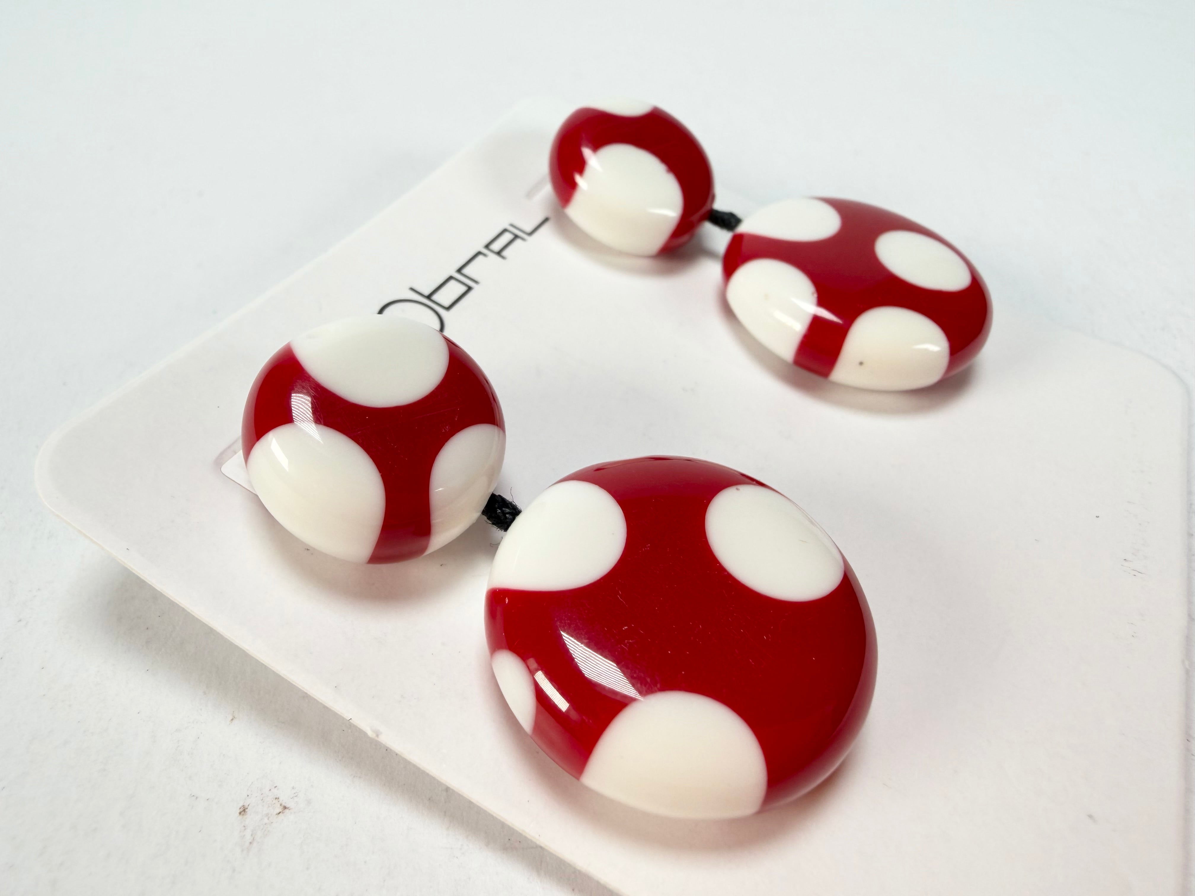 Sobral - Dots "Obsession" Red & White Resin Earrings ( 005356 )