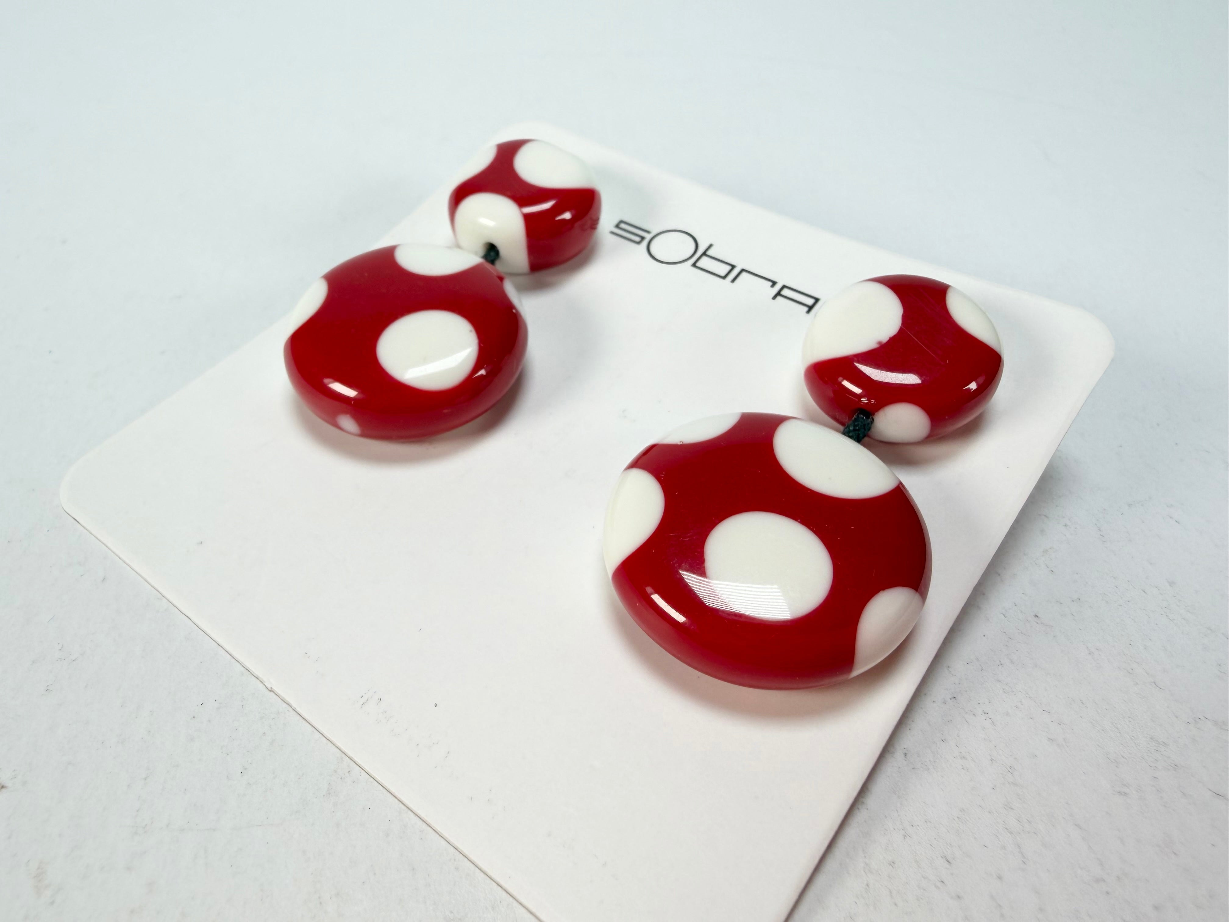 Sobral - Dots "Obsession" Red & White Resin Earrings ( 005356 )