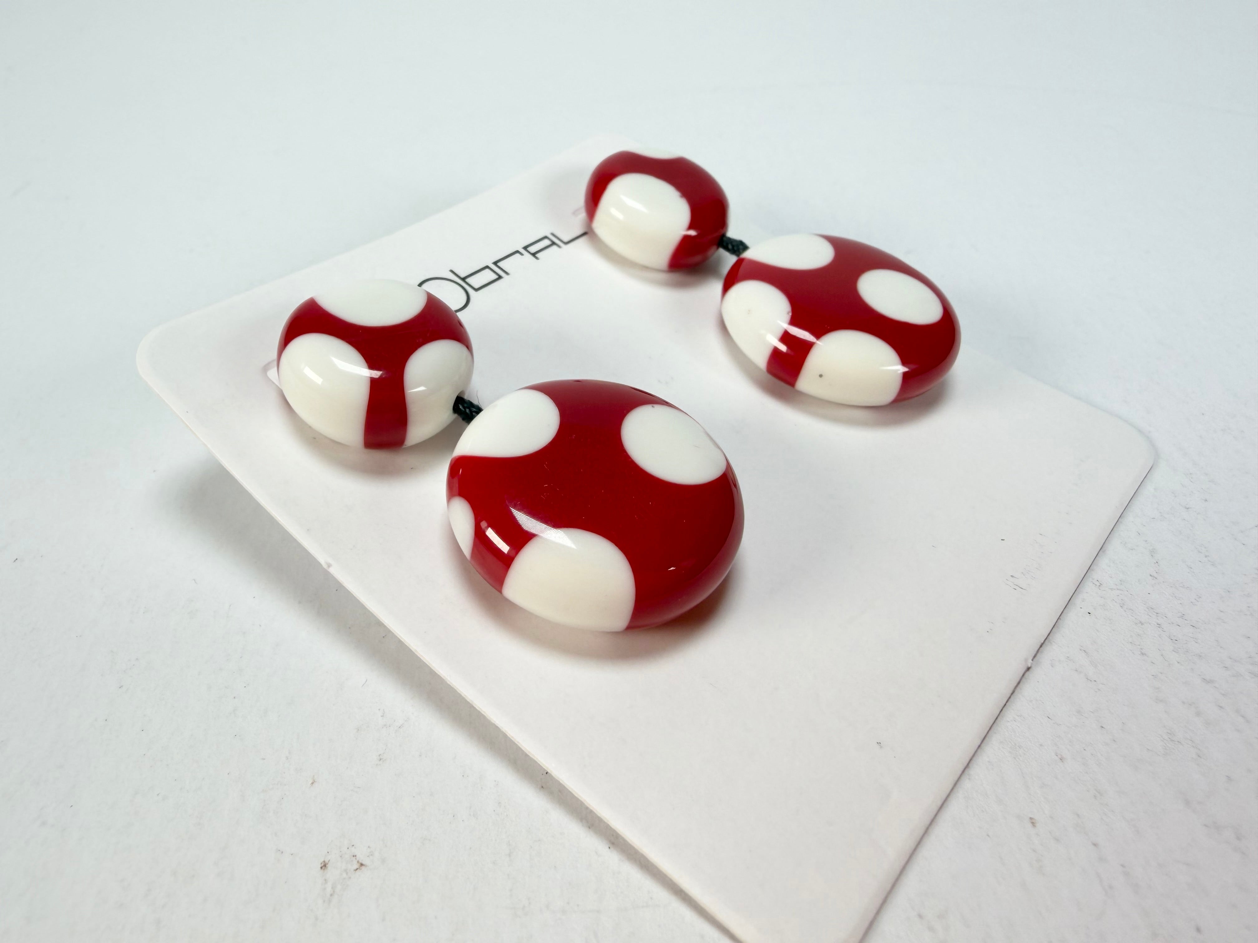 Sobral - Dots "Obsession" Red & White Resin Earrings ( 005356 )