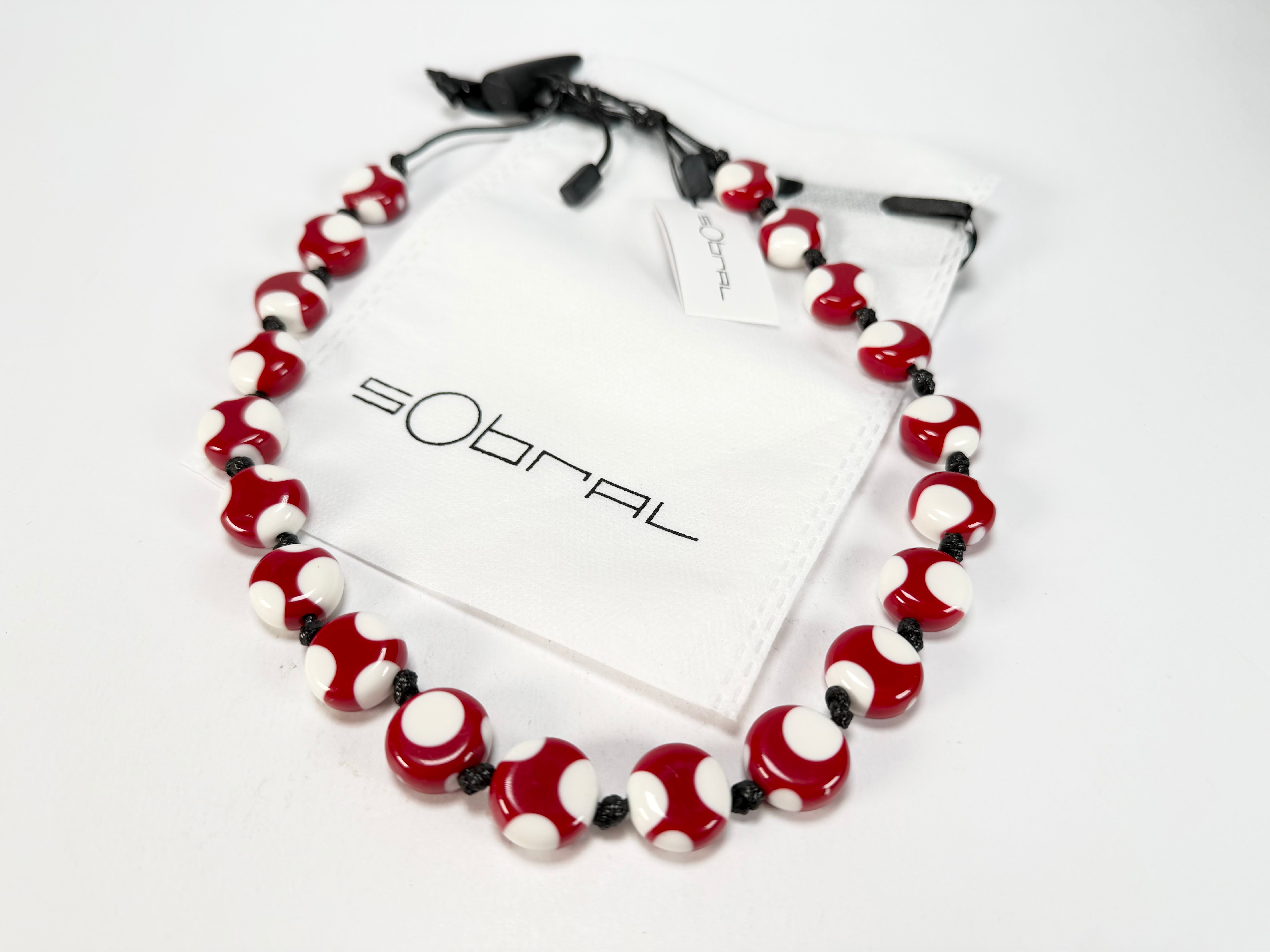 Sobral - Dots "Yoi" Red & White Resin Necklace ( 005358 )
