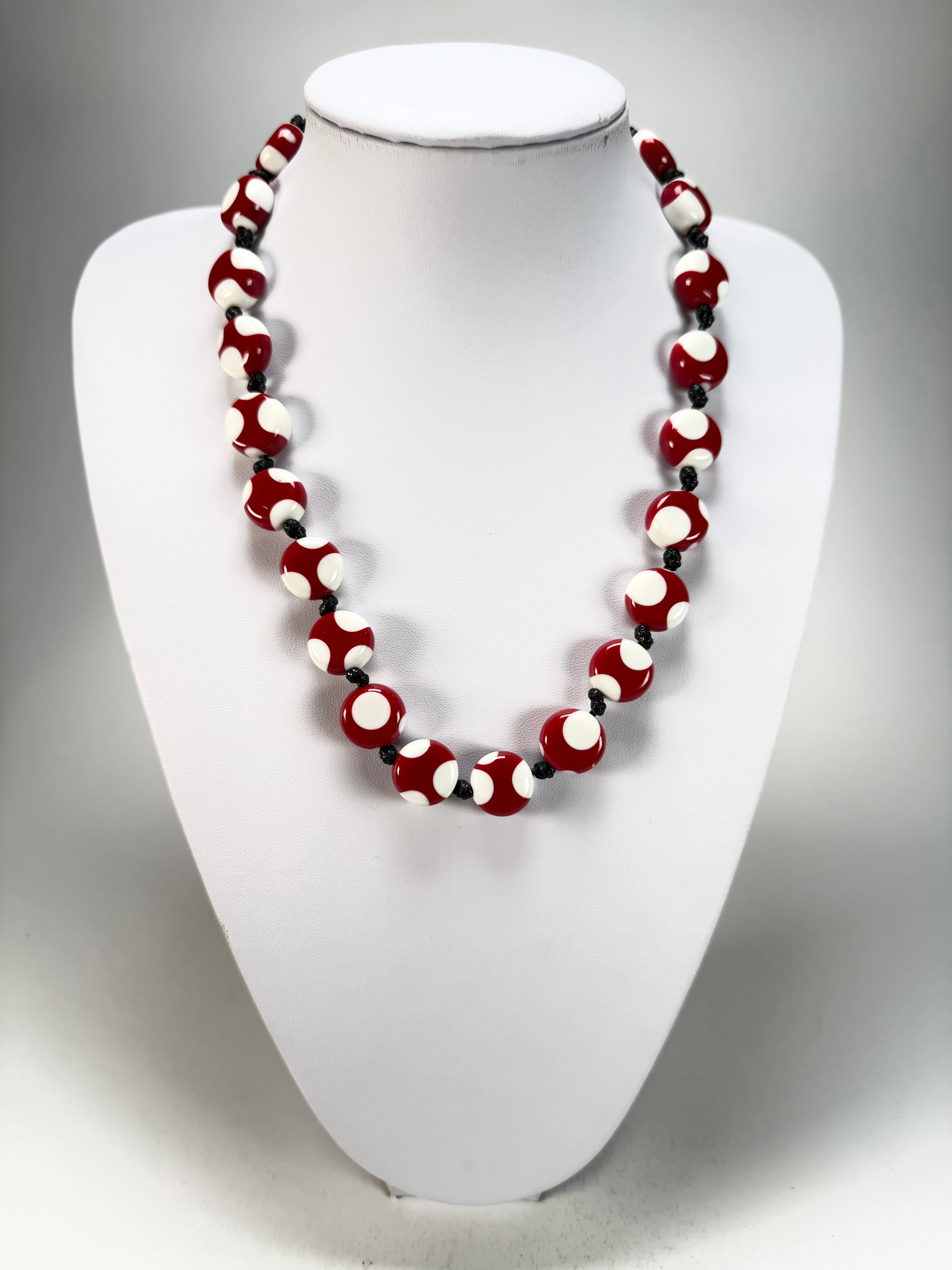 Sobral - Dots "Yoi" Red & White Resin Necklace ( 005358 )